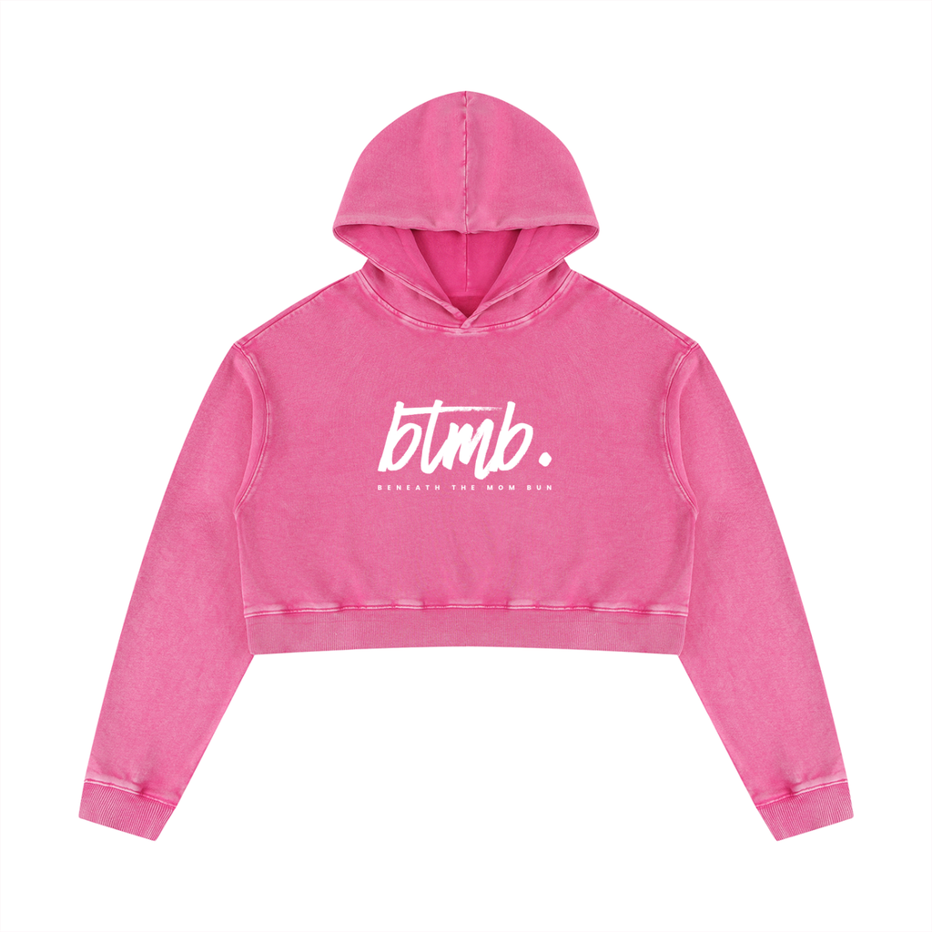 Beneath The Mom Bun — Women’s Mineral Washed Crop Hoodie