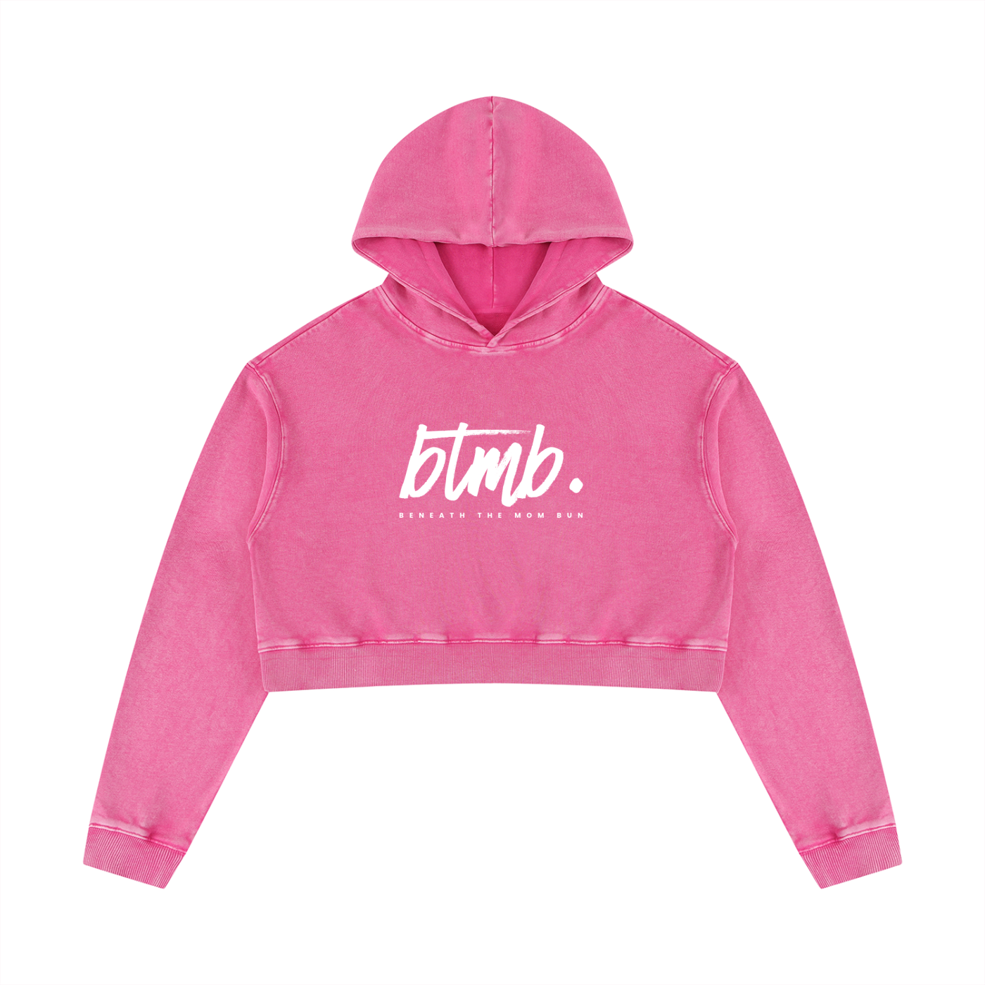 Beneath The Mom Bun — Women’s Mineral Washed Crop Hoodie