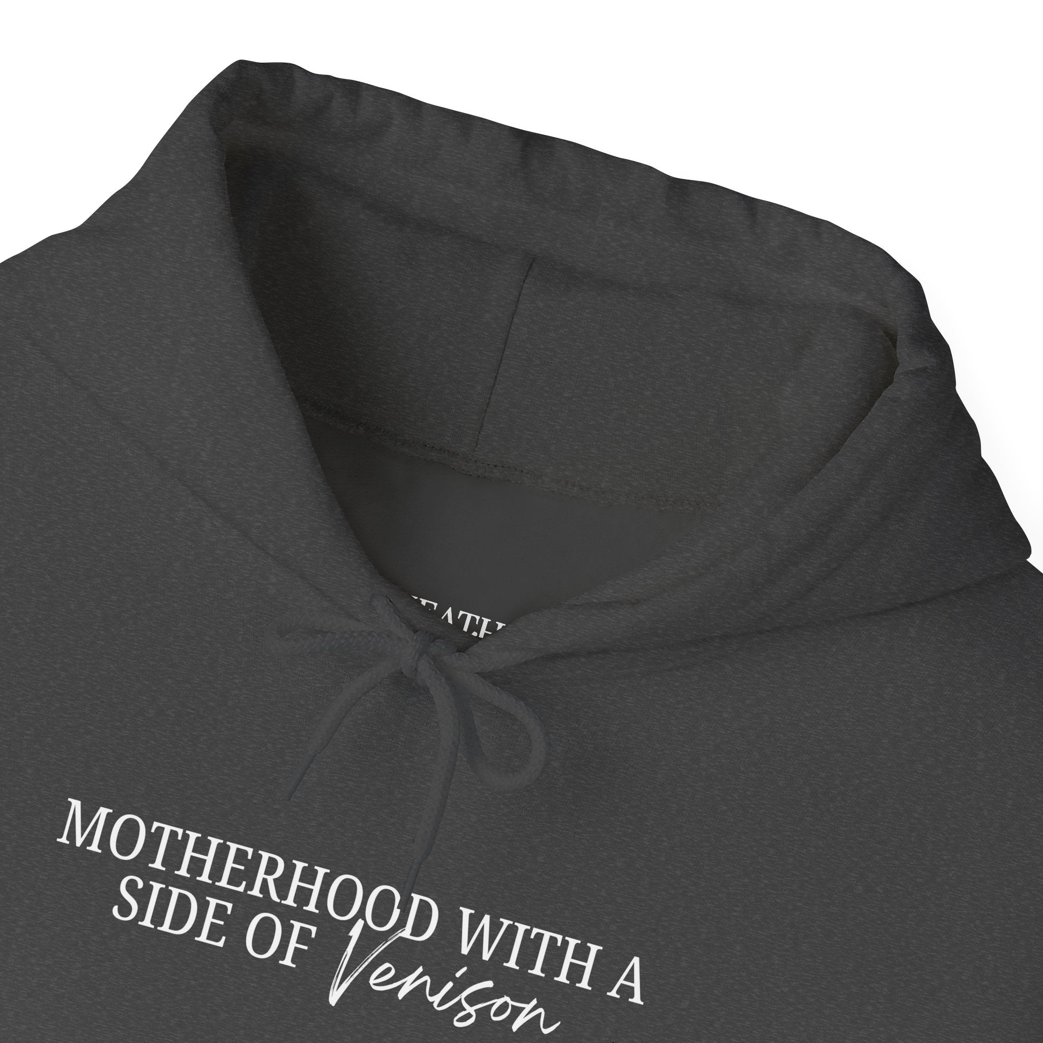 Hoodie — "Motherhood With a Side of Venison" Deer Mom Graphic Hoodie