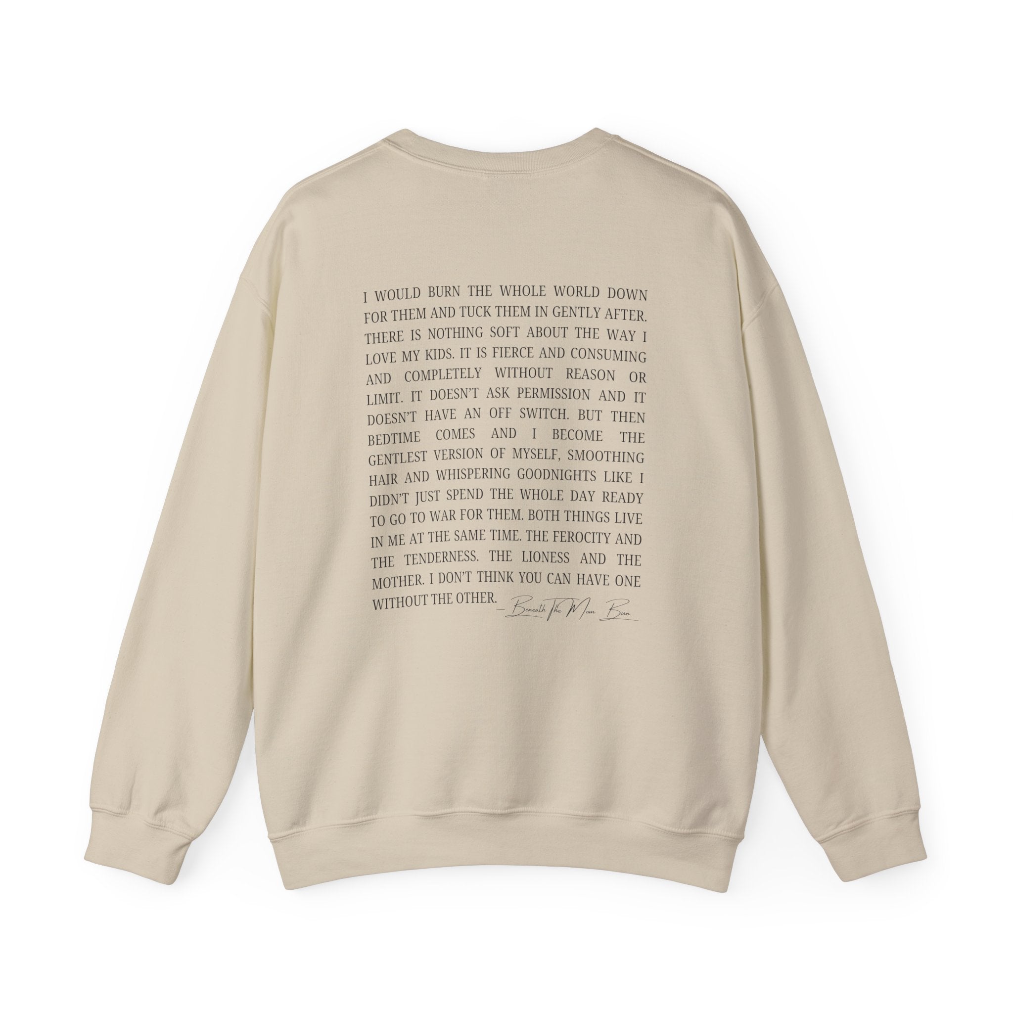 Lion Outline Crewneck Sweatshirt with Inspirational Back Quote