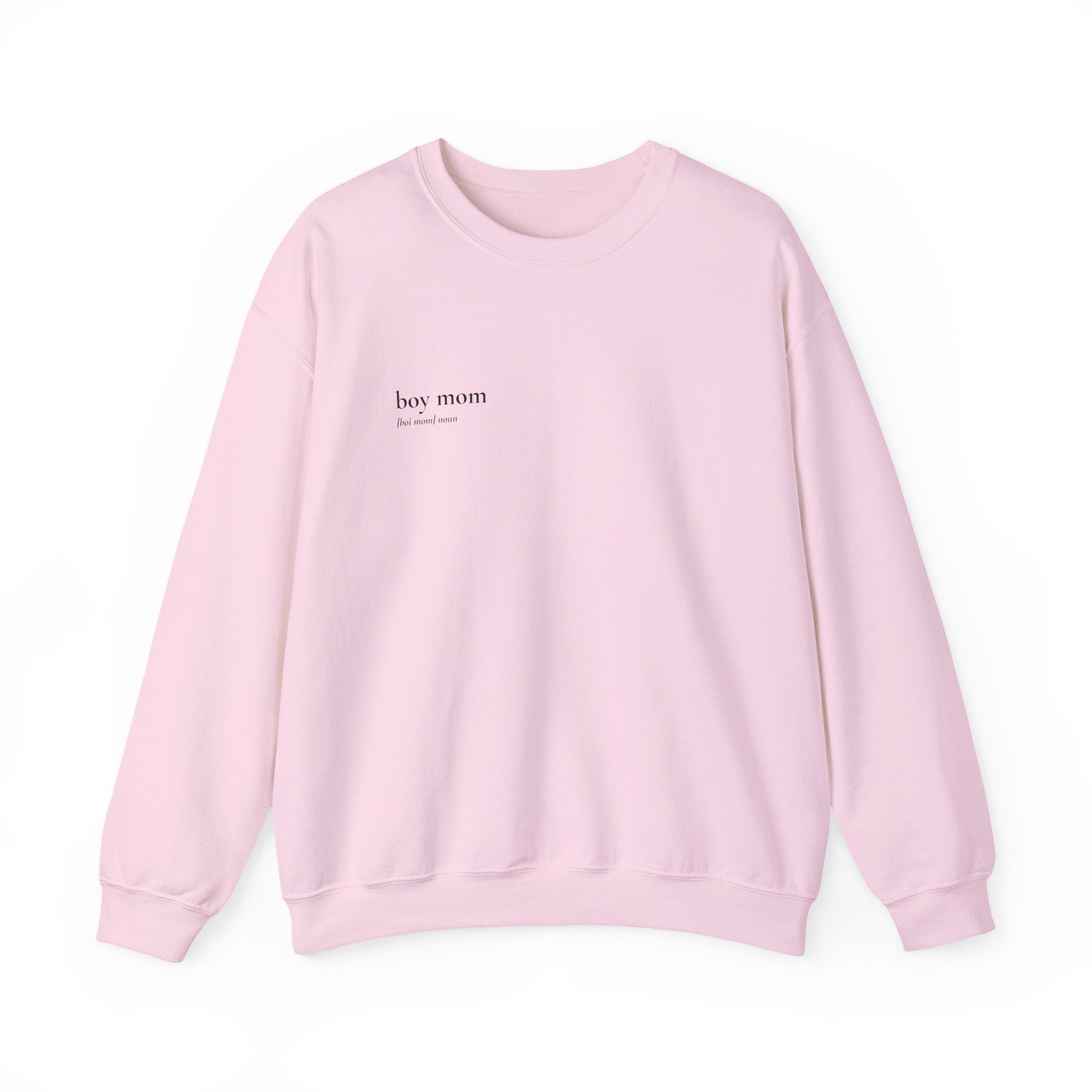 Boy Mom Crewneck Sweatshirt — Minimal Text "Boy Mom" Design