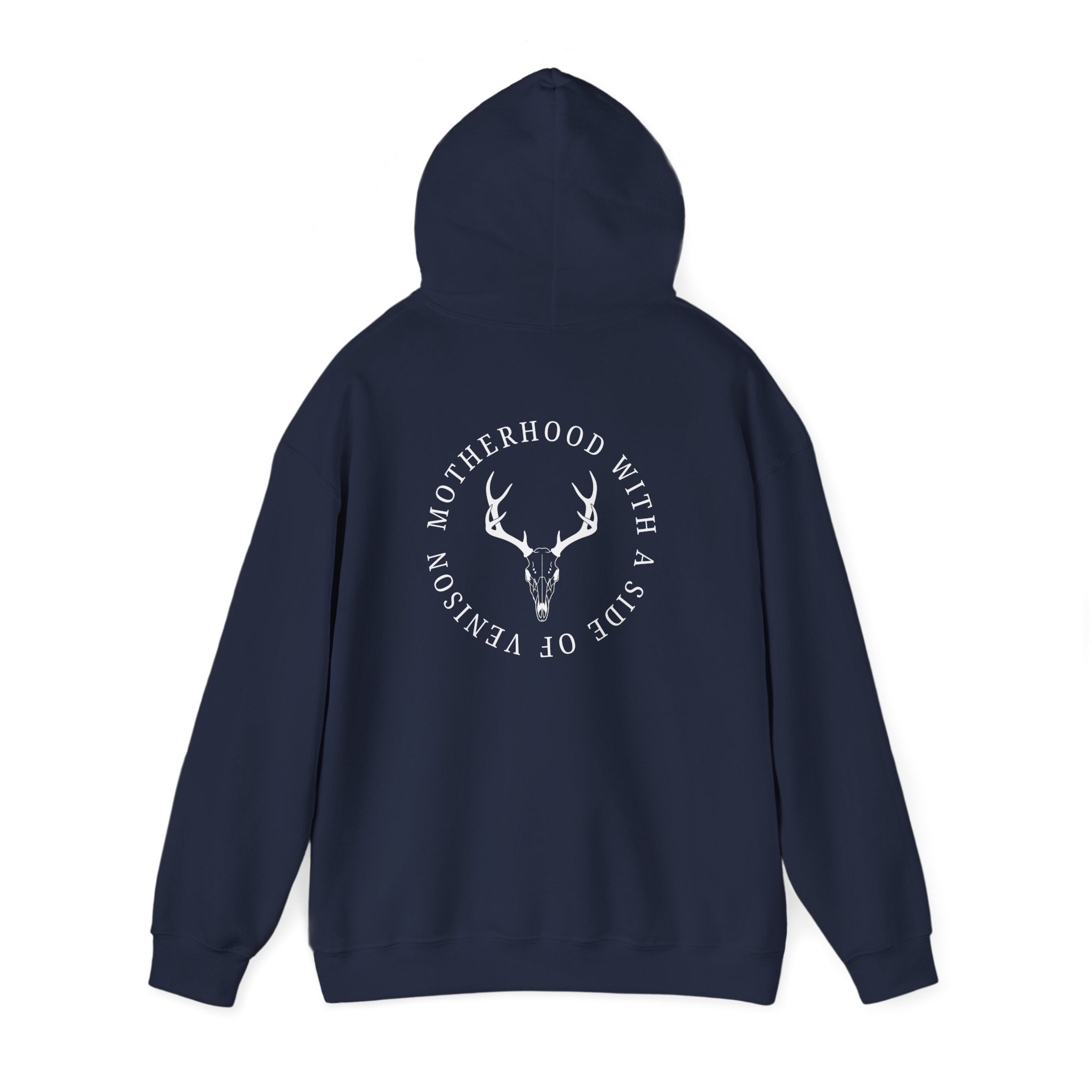 Hoodie — "Motherhood With a Side of Venison" Deer Mom Graphic Hoodie