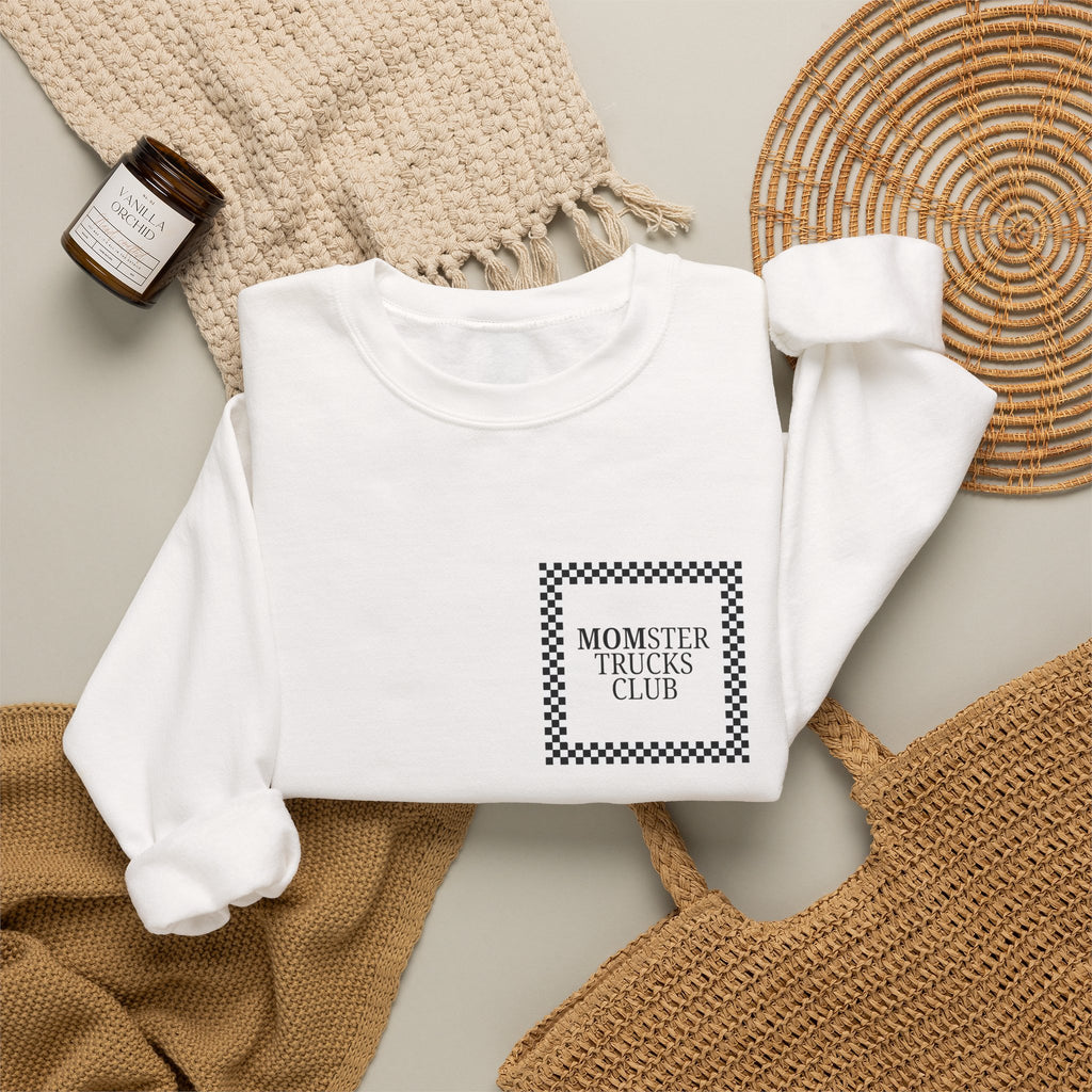 Crewneck Sweatshirt — "I Didn't Choose Monster Trucks" Mom Graphic