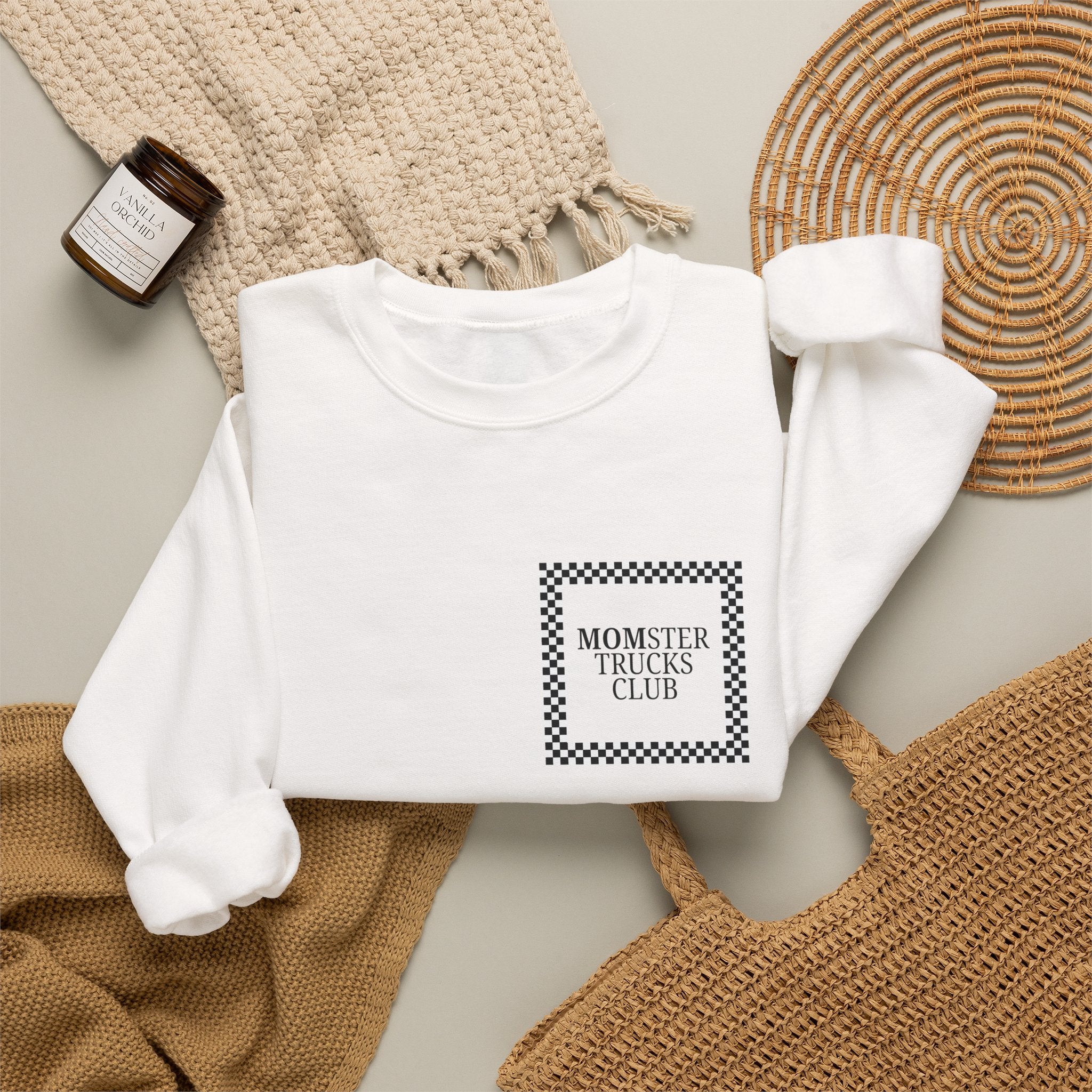 Crewneck Sweatshirt — "I Didn't Choose Monster Trucks" Mom Graphic
