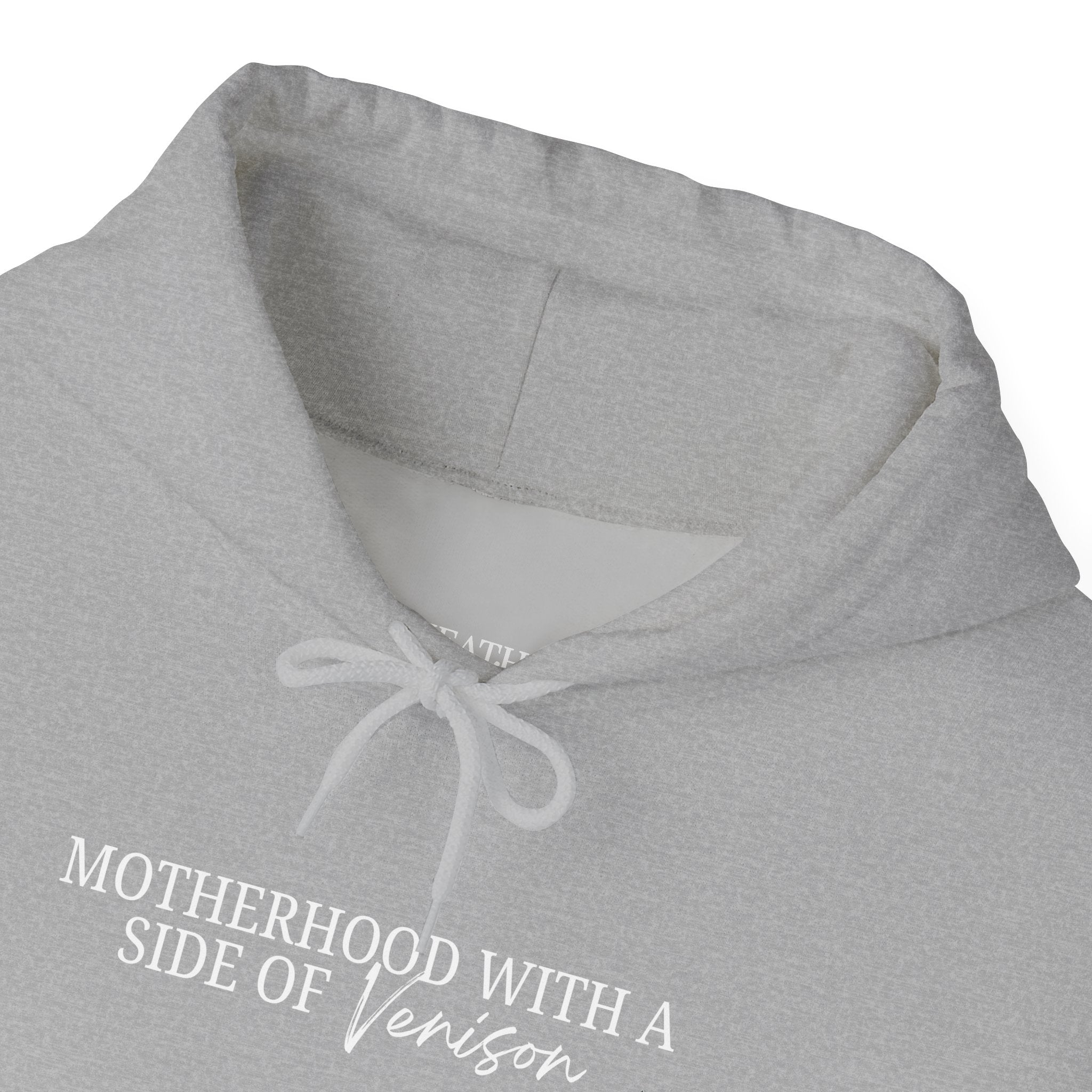 Hoodie — "Motherhood With a Side of Venison" Deer Mom Graphic Hoodie