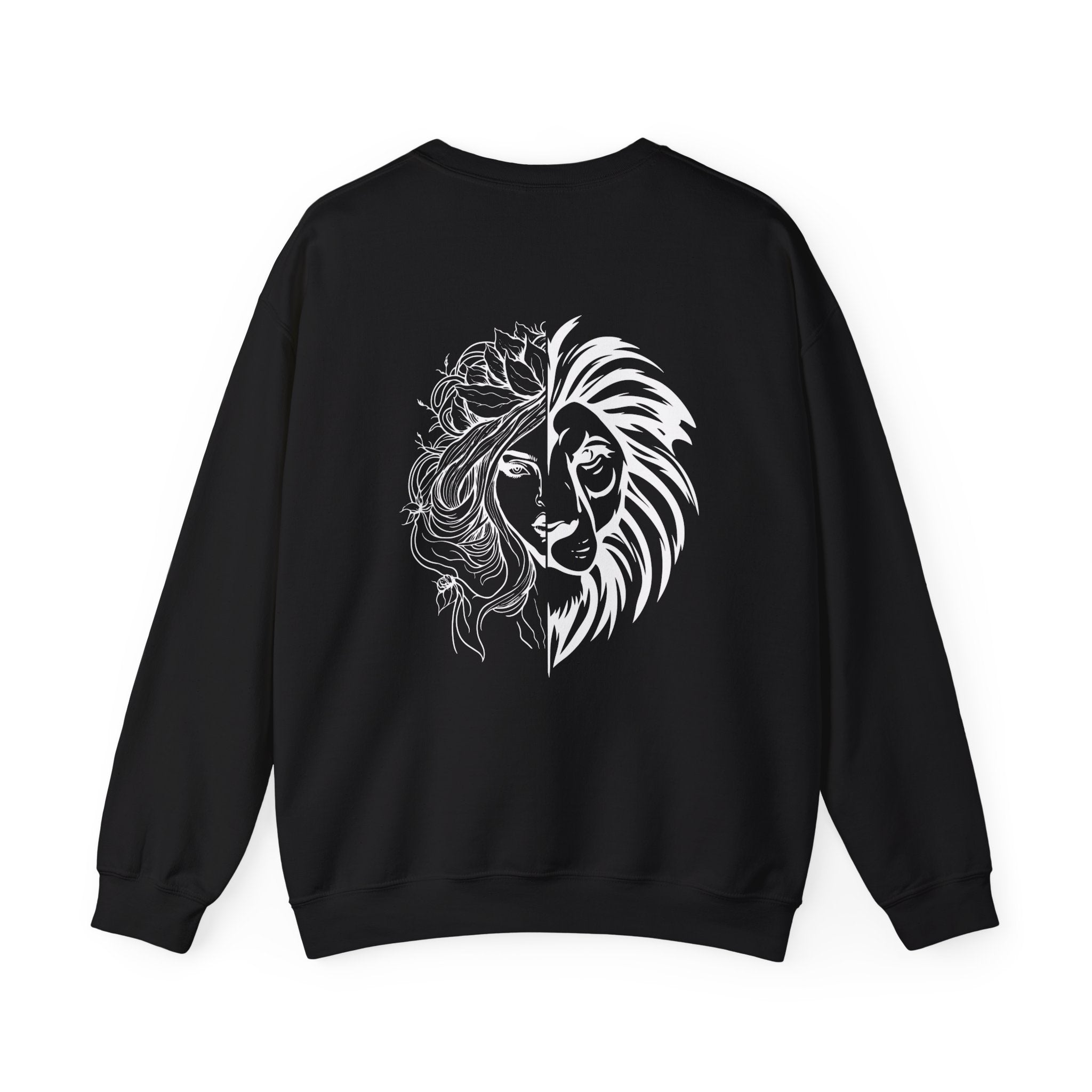 Lioness & Mother Crewneck Sweatshirt — Feminine Half-Lion Graphic Pullover