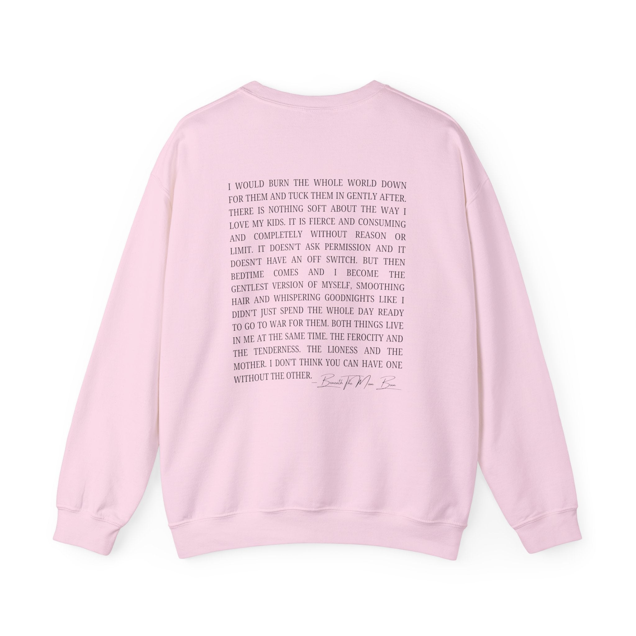 Lion Outline Crewneck Sweatshirt with Inspirational Back Quote