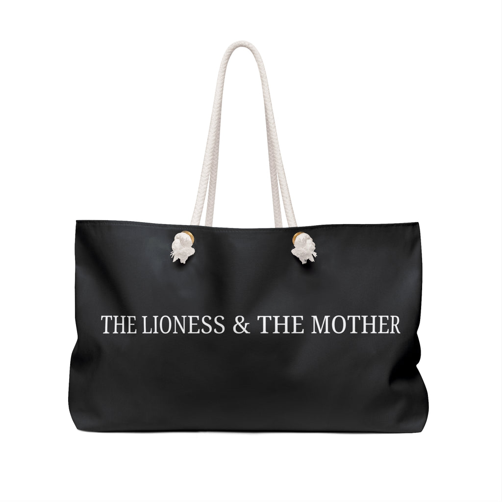 Lioness & Mother Weekender Bag — Black Graphic Travel Tote