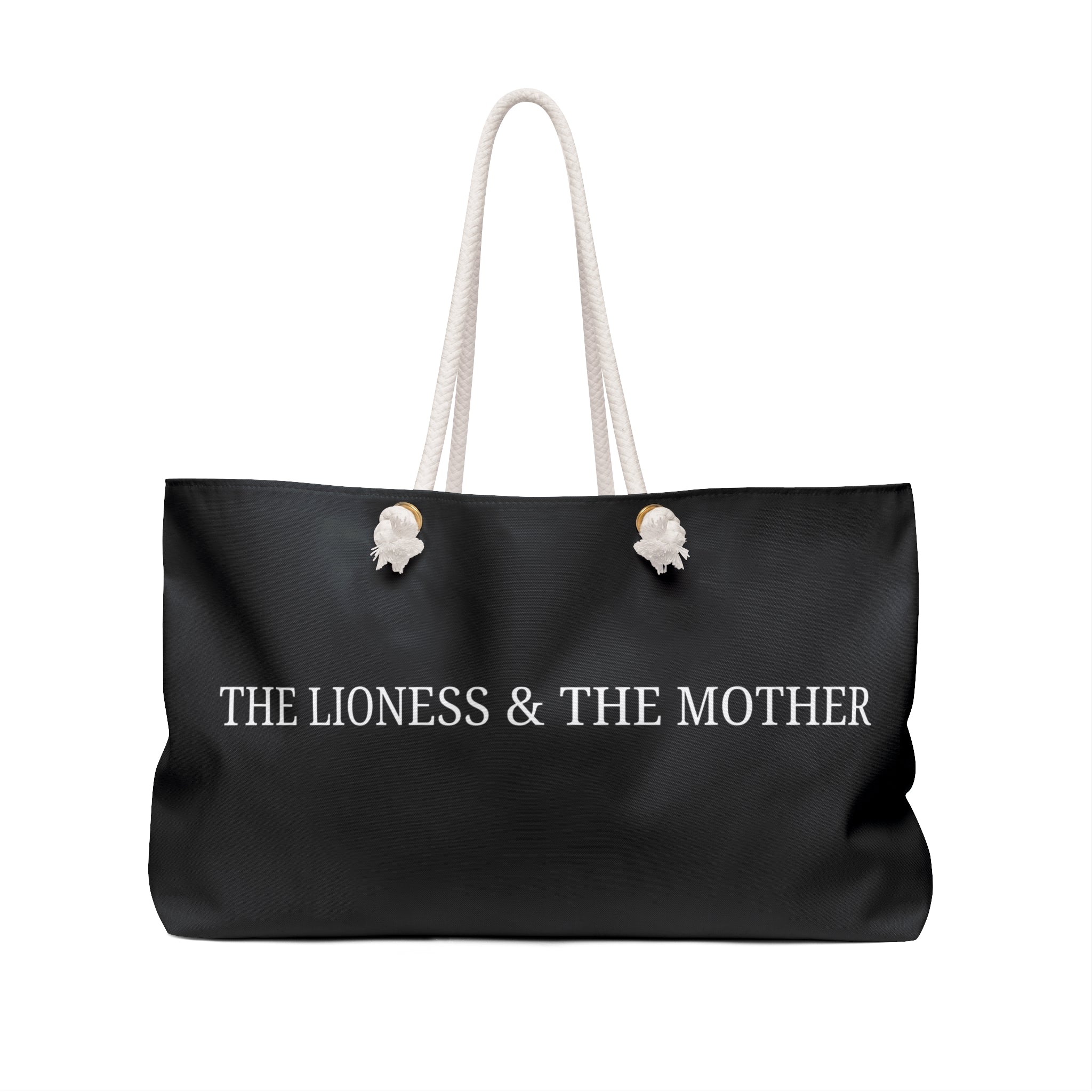 Lioness & Mother Weekender Bag — Black Graphic Travel Tote