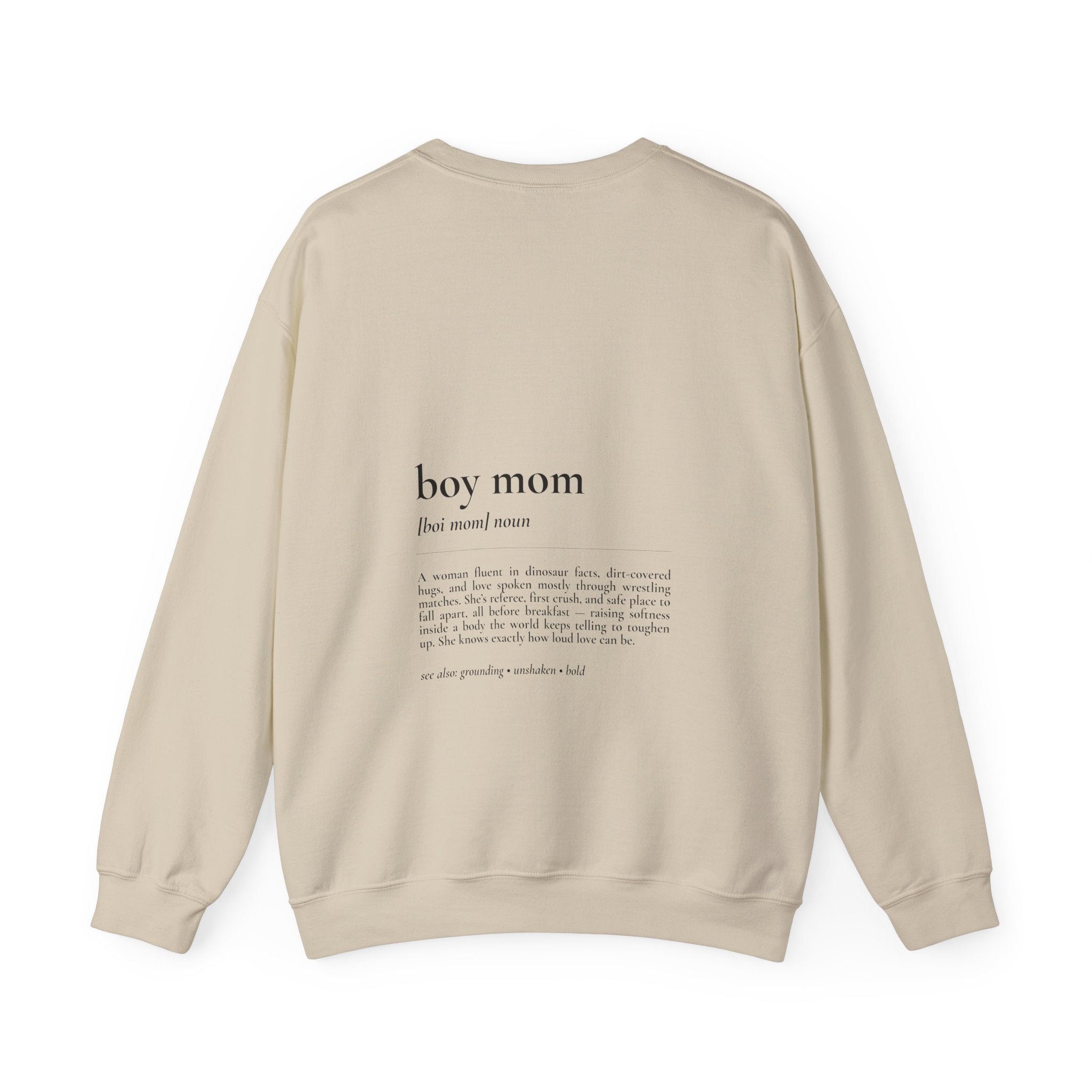 Boy Mom Crewneck Sweatshirt — Minimal Text "Boy Mom" Design