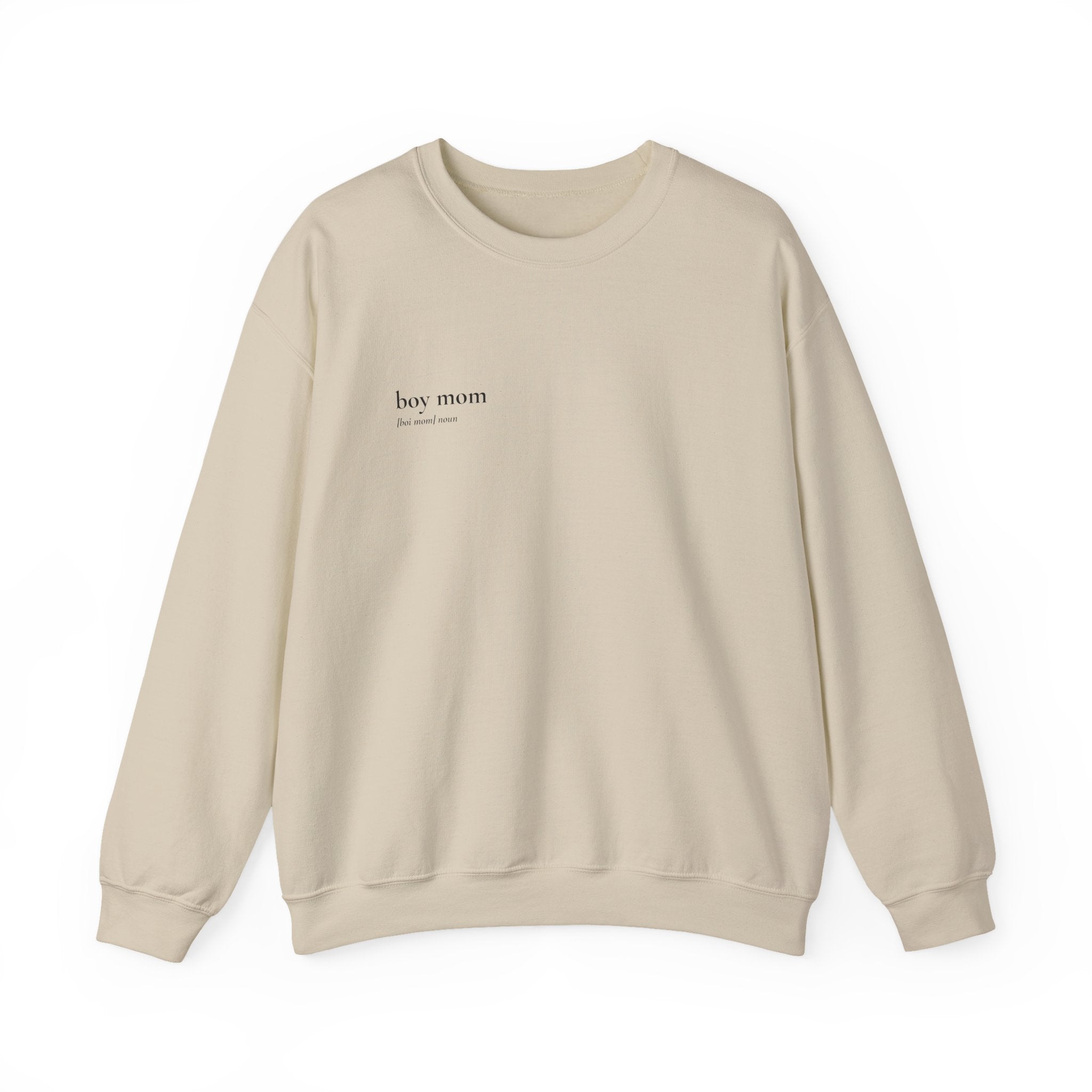 Boy Mom Crewneck Sweatshirt — Minimal Text "Boy Mom" Design