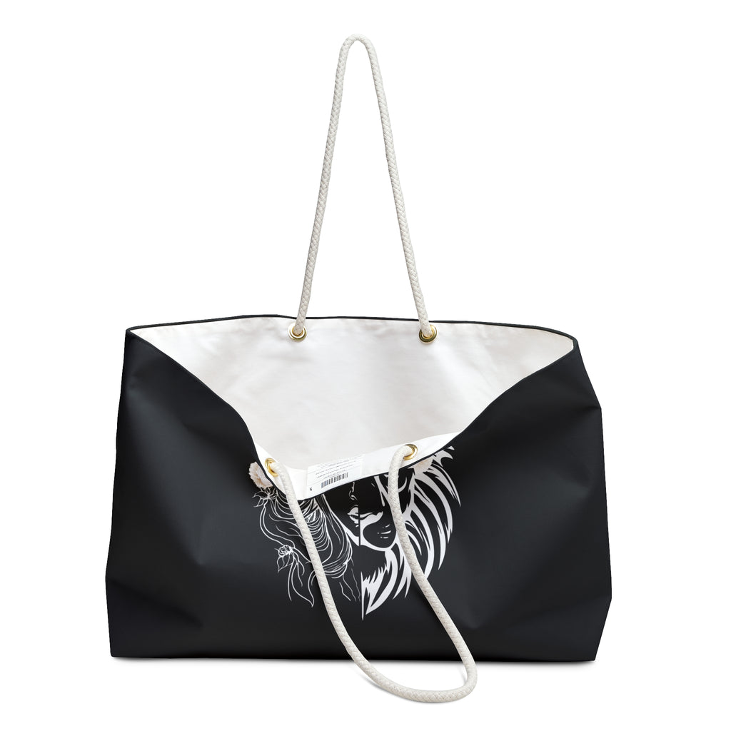 Lioness & Mother Weekender Bag — Black Graphic Travel Tote