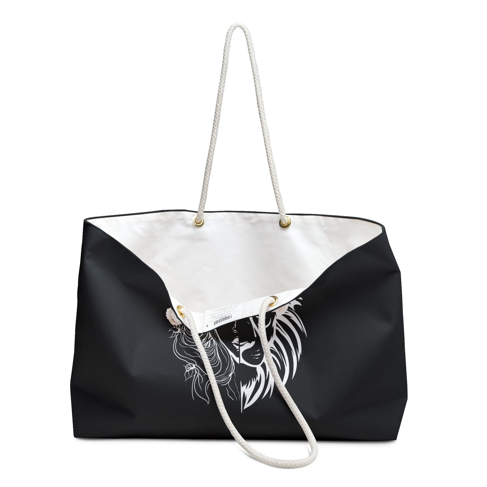 Lioness & Mother Weekender Bag — Black Graphic Travel Tote