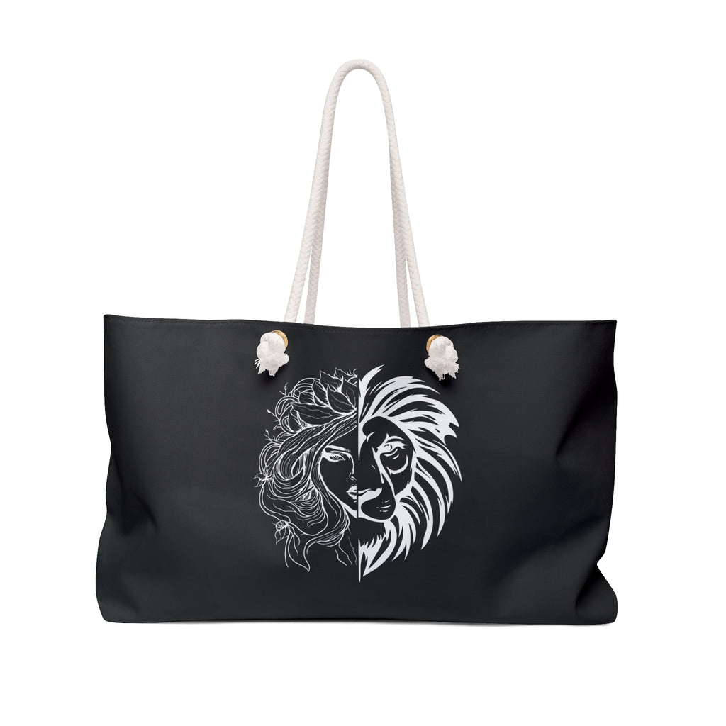 Lioness & Mother Weekender Bag — Black Graphic Travel Tote