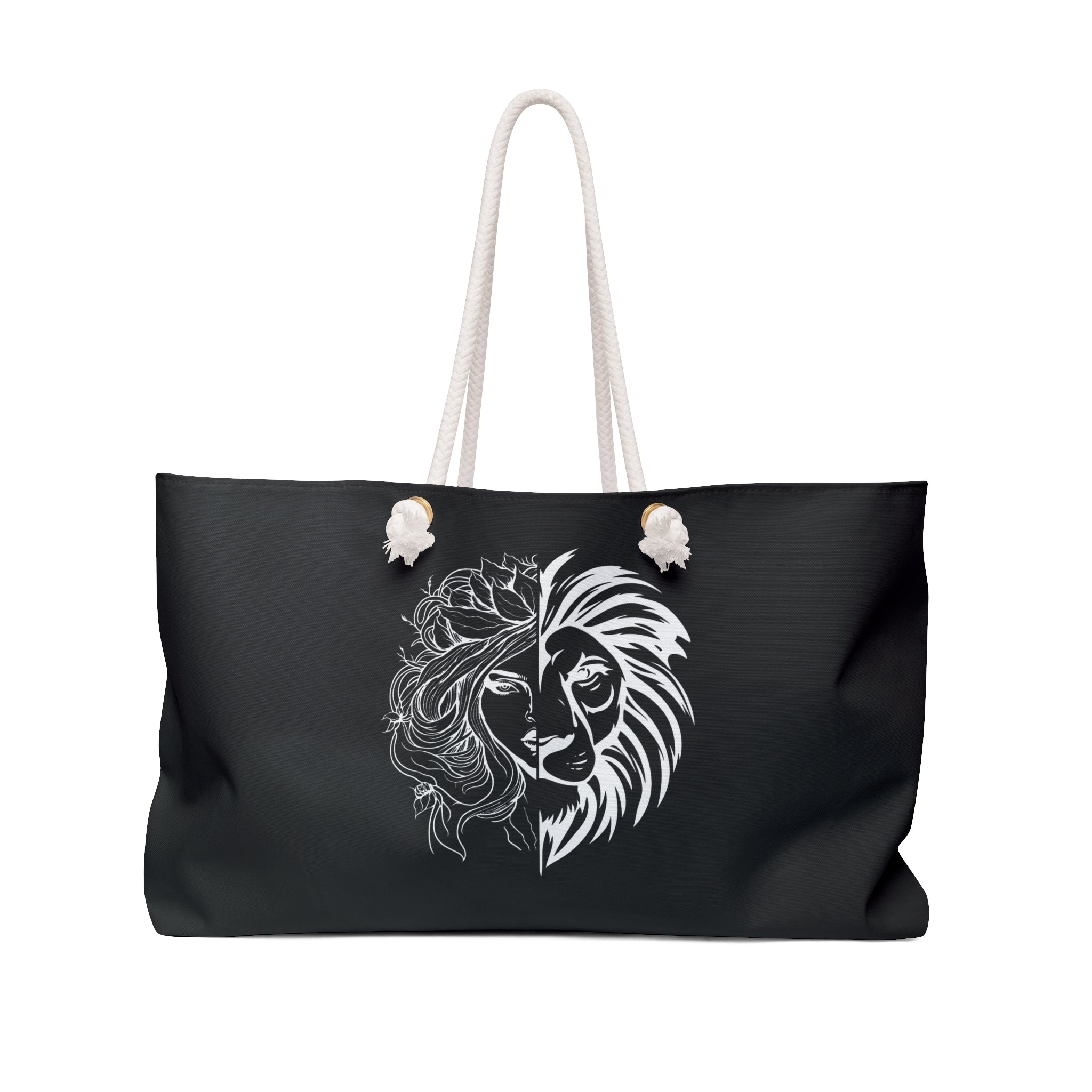 Lioness & Mother Weekender Bag — Black Graphic Travel Tote