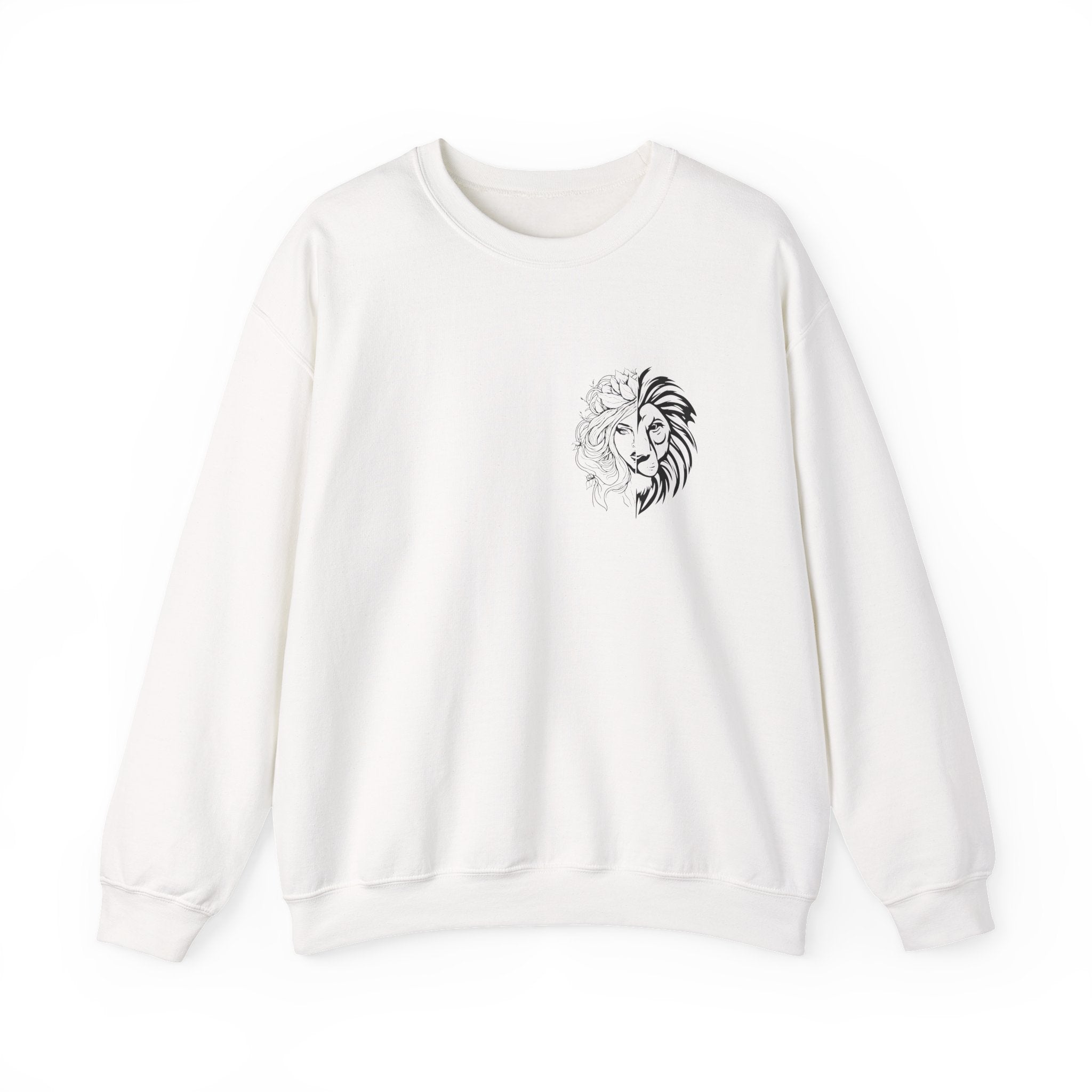 Lion Outline Crewneck Sweatshirt with Inspirational Back Quote