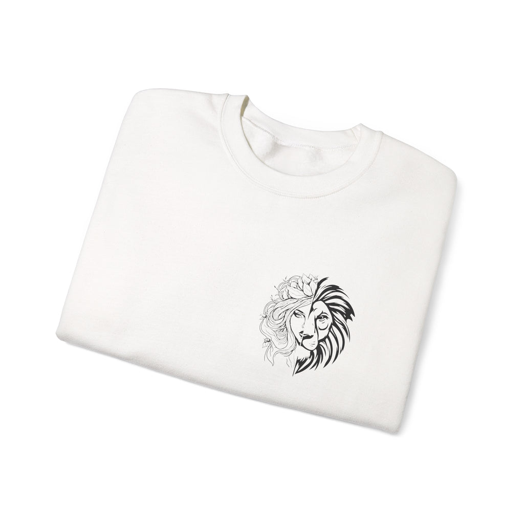 Lion Outline Crewneck Sweatshirt with Inspirational Back Quote