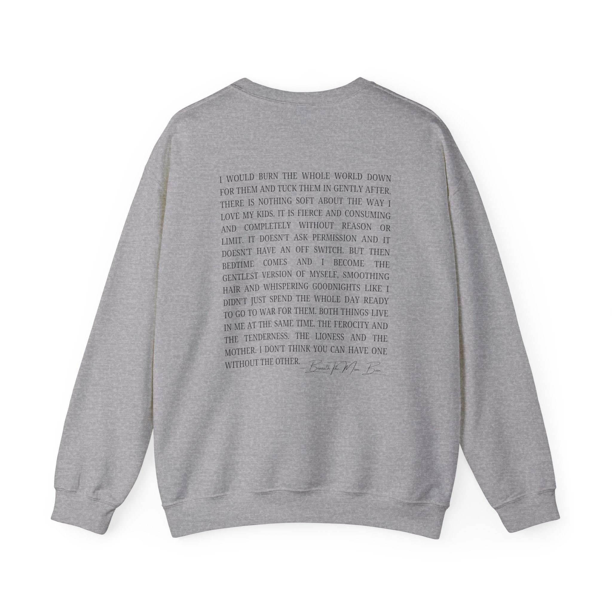 Lion Outline Crewneck Sweatshirt with Inspirational Back Quote