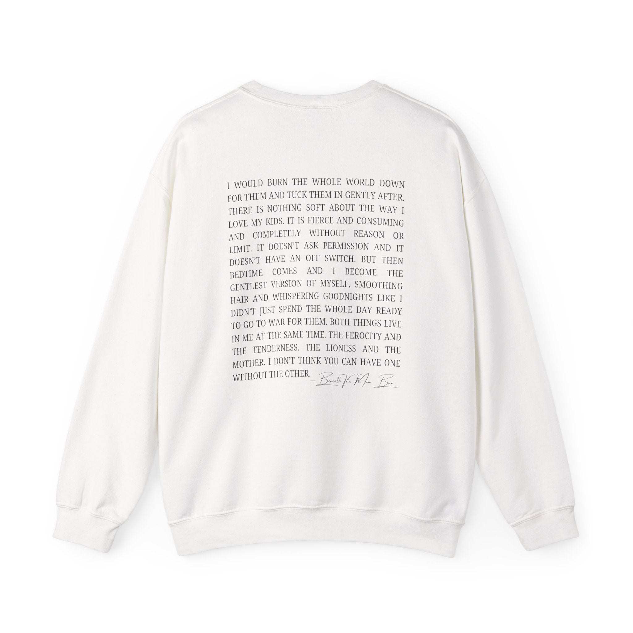 Lion Outline Crewneck Sweatshirt with Inspirational Back Quote