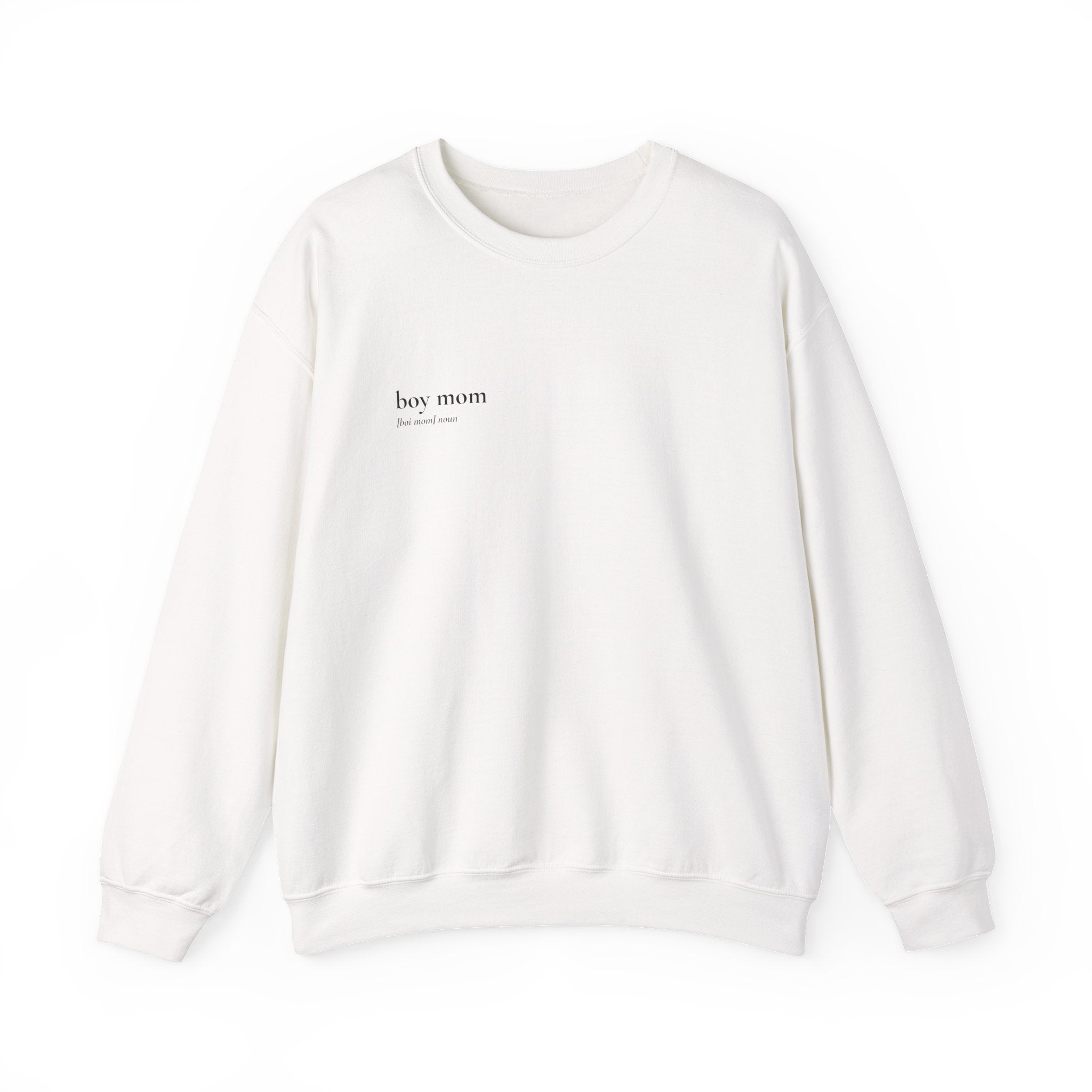Boy Mom Crewneck Sweatshirt — Minimal Text "Boy Mom" Design