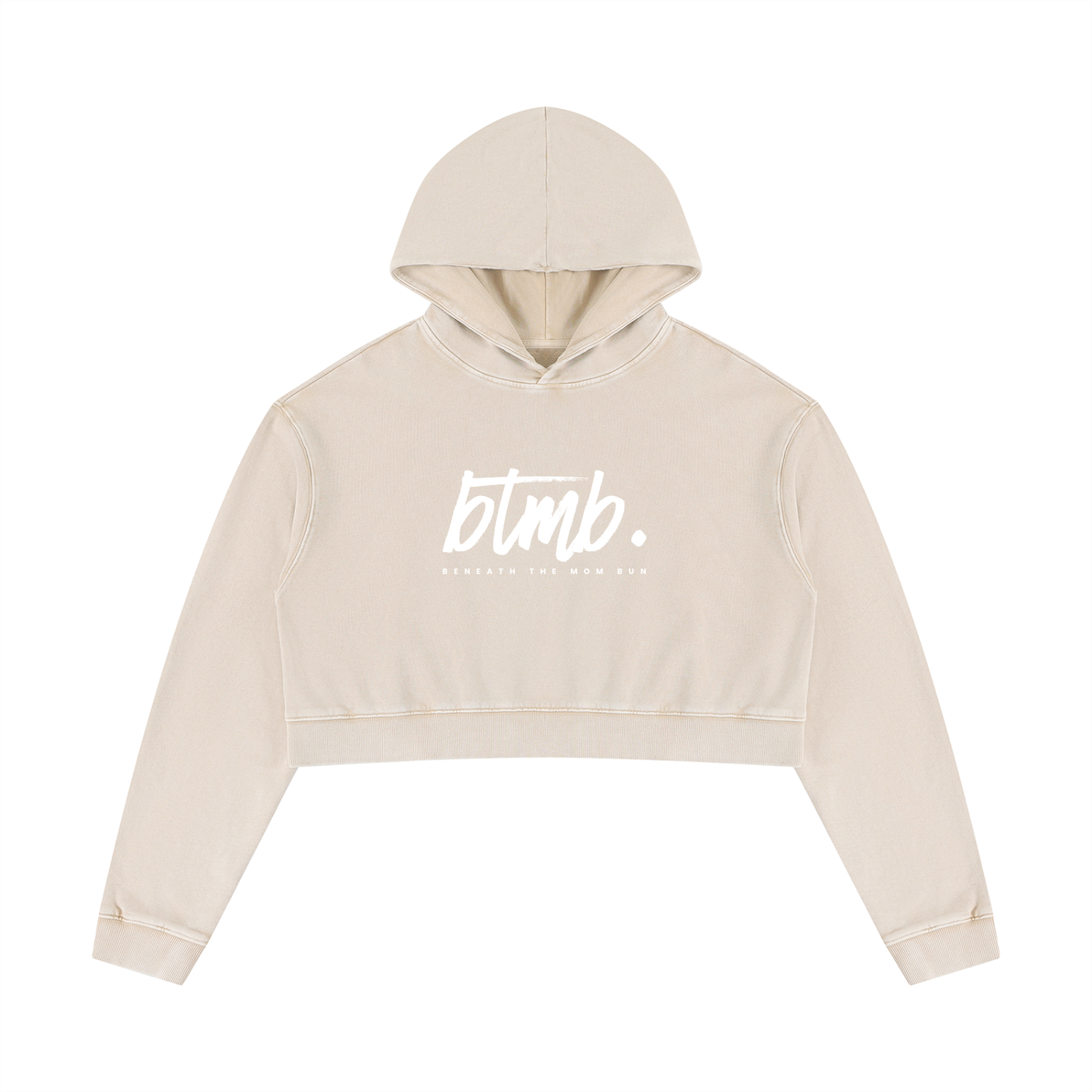 Beneath The Mom Bun — Women’s Mineral Washed Crop Hoodie