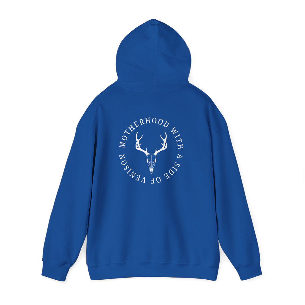 Hoodie — "Motherhood With a Side of Venison" Deer Mom Graphic Hoodie