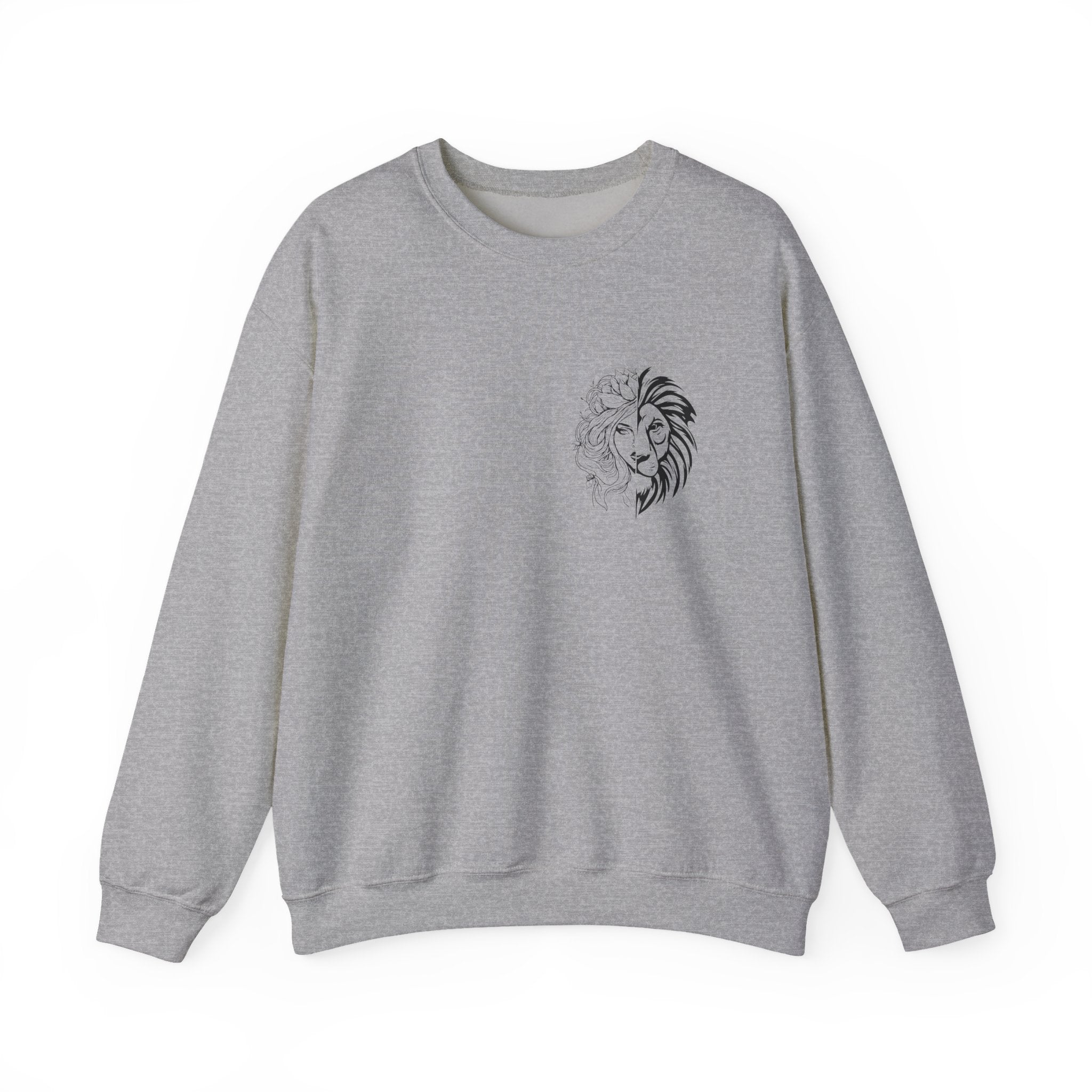 Lion Outline Crewneck Sweatshirt with Inspirational Back Quote