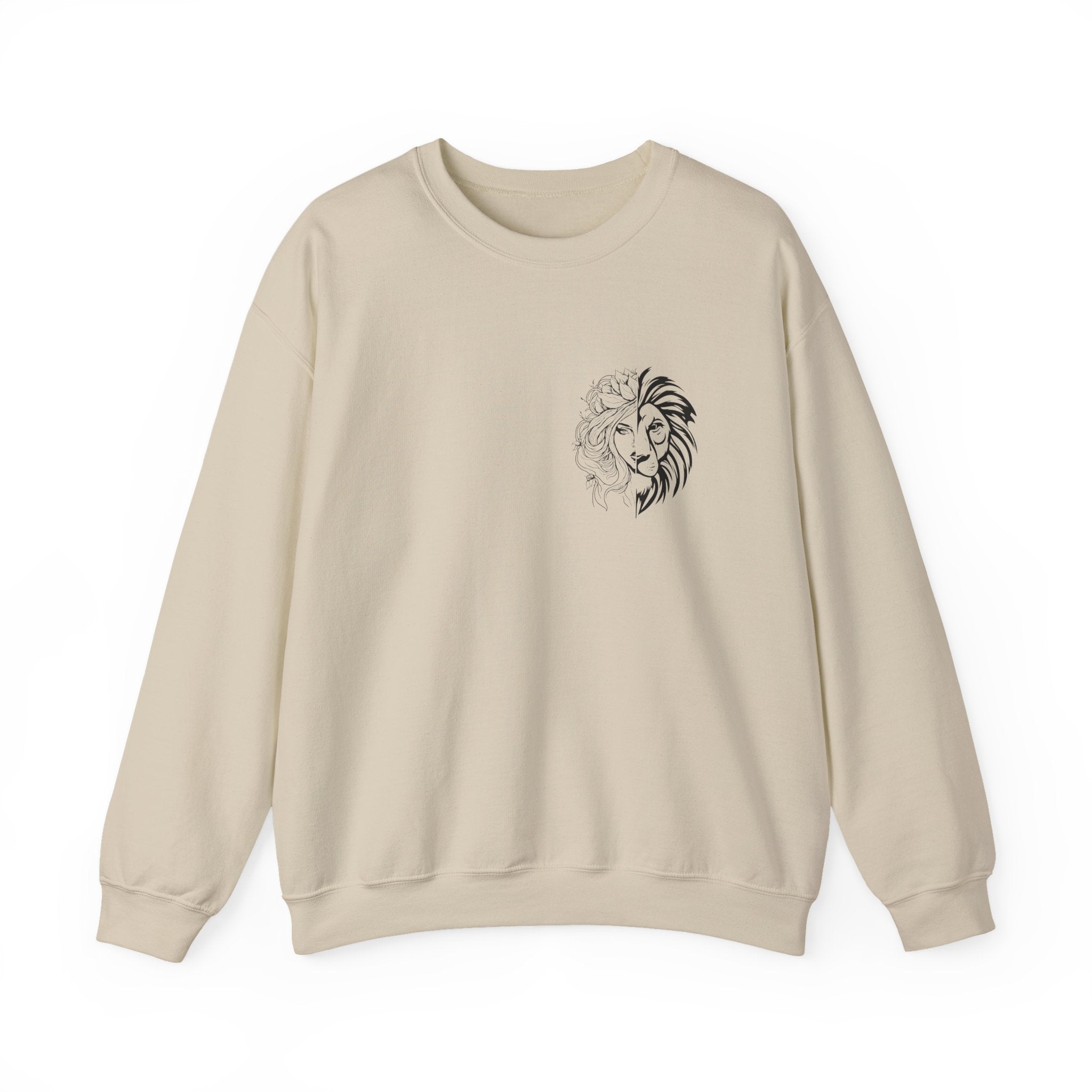 Lion Outline Crewneck Sweatshirt with Inspirational Back Quote