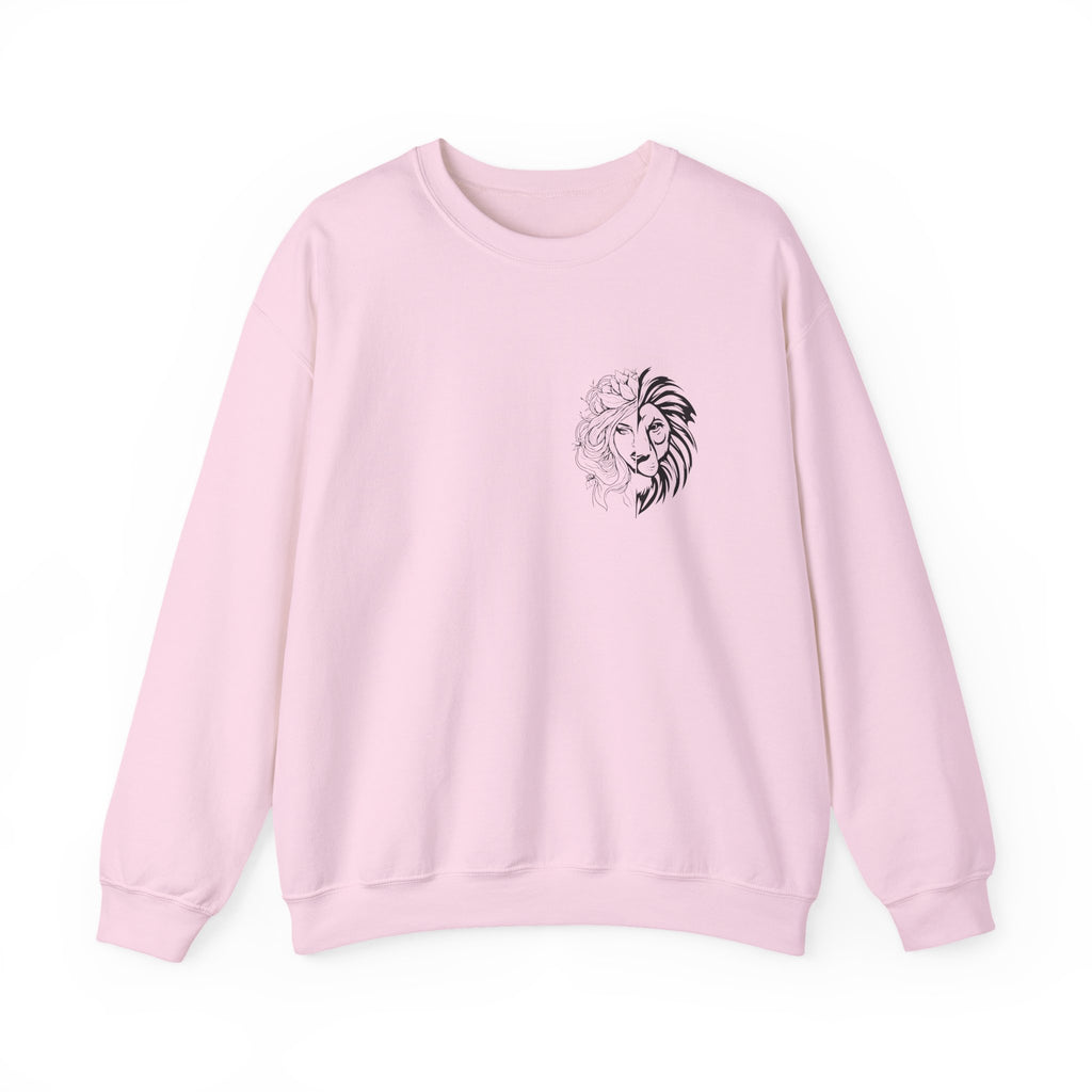 Lion Outline Crewneck Sweatshirt with Inspirational Back Quote