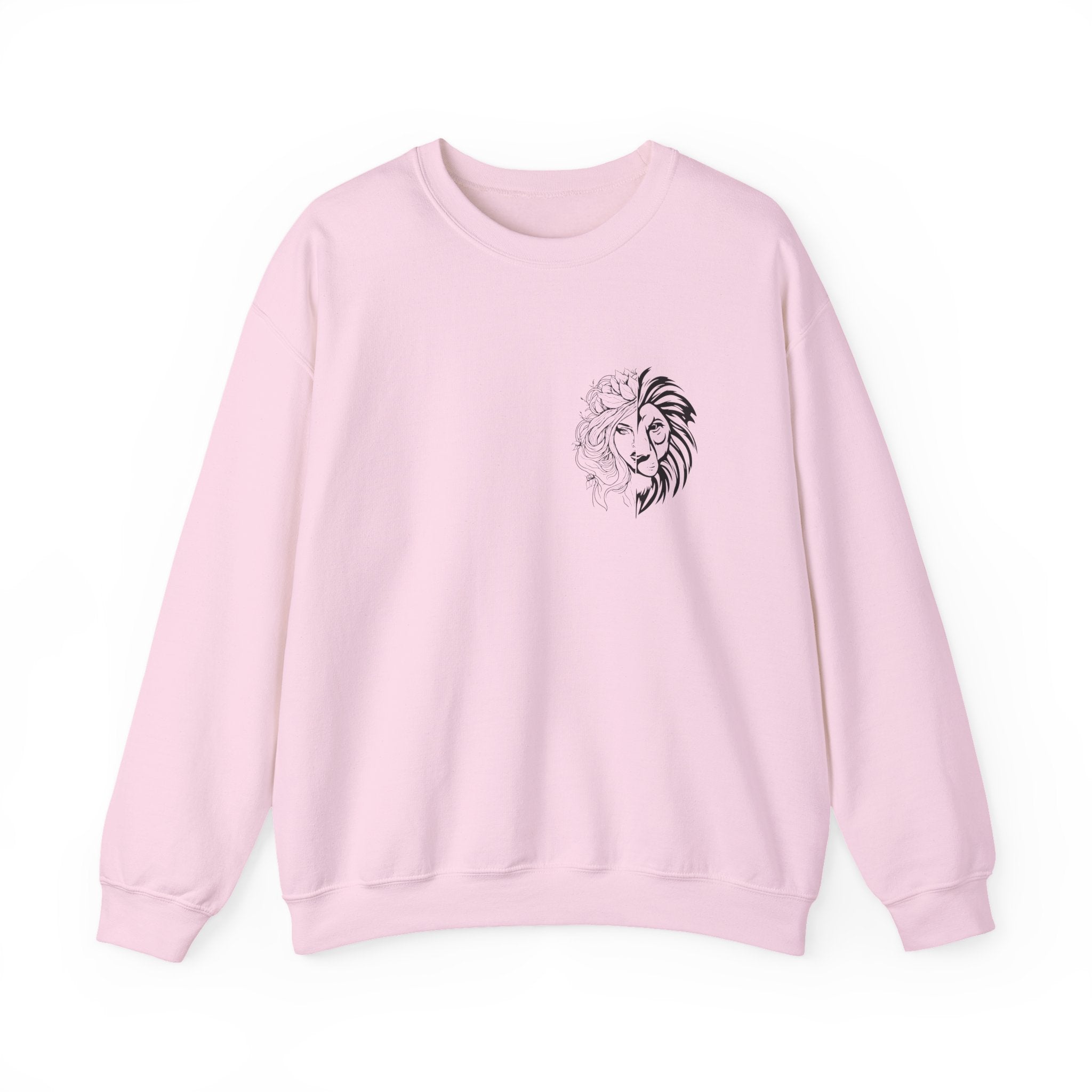 Lion Outline Crewneck Sweatshirt with Inspirational Back Quote