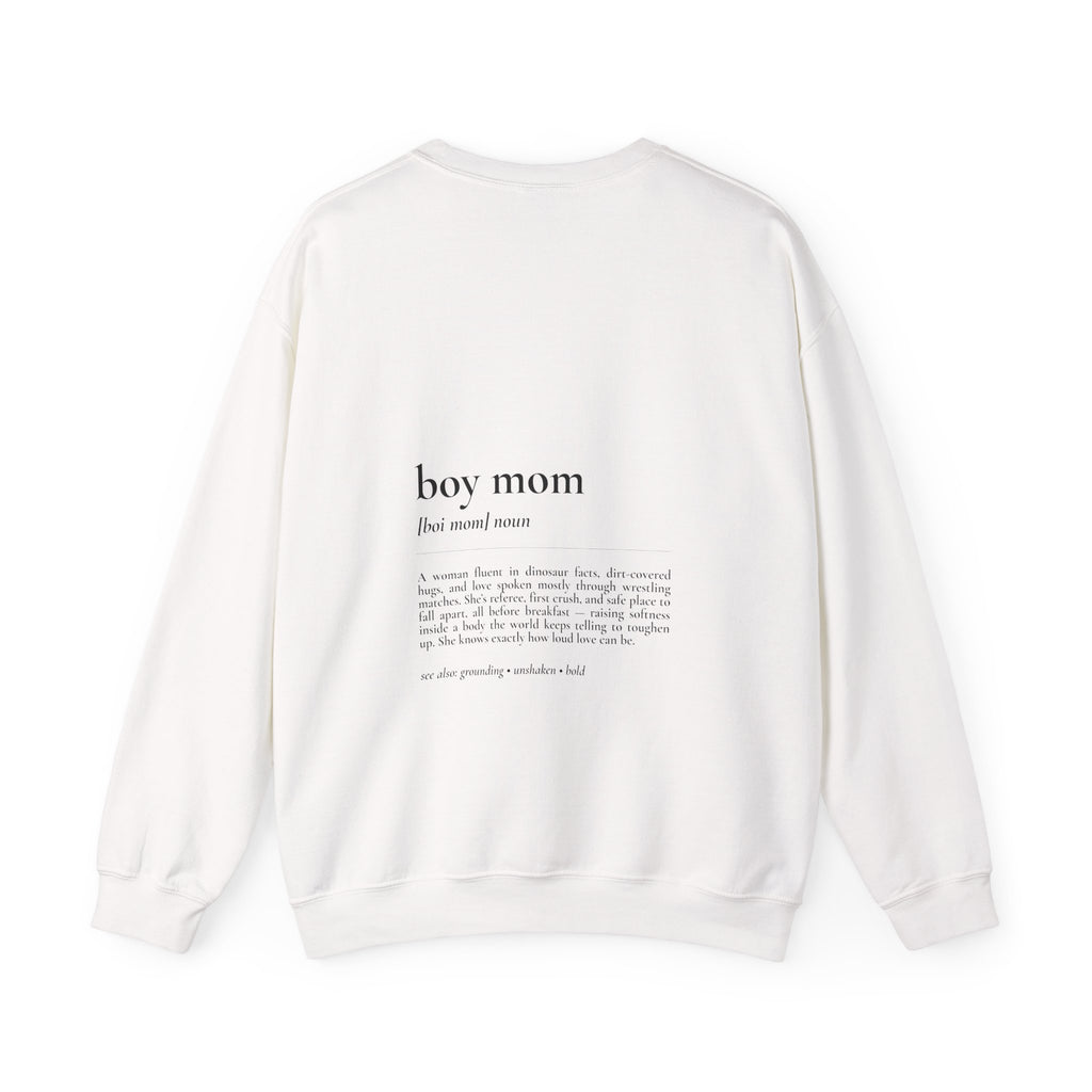Boy Mom Crewneck Sweatshirt — Minimal Text "Boy Mom" Design
