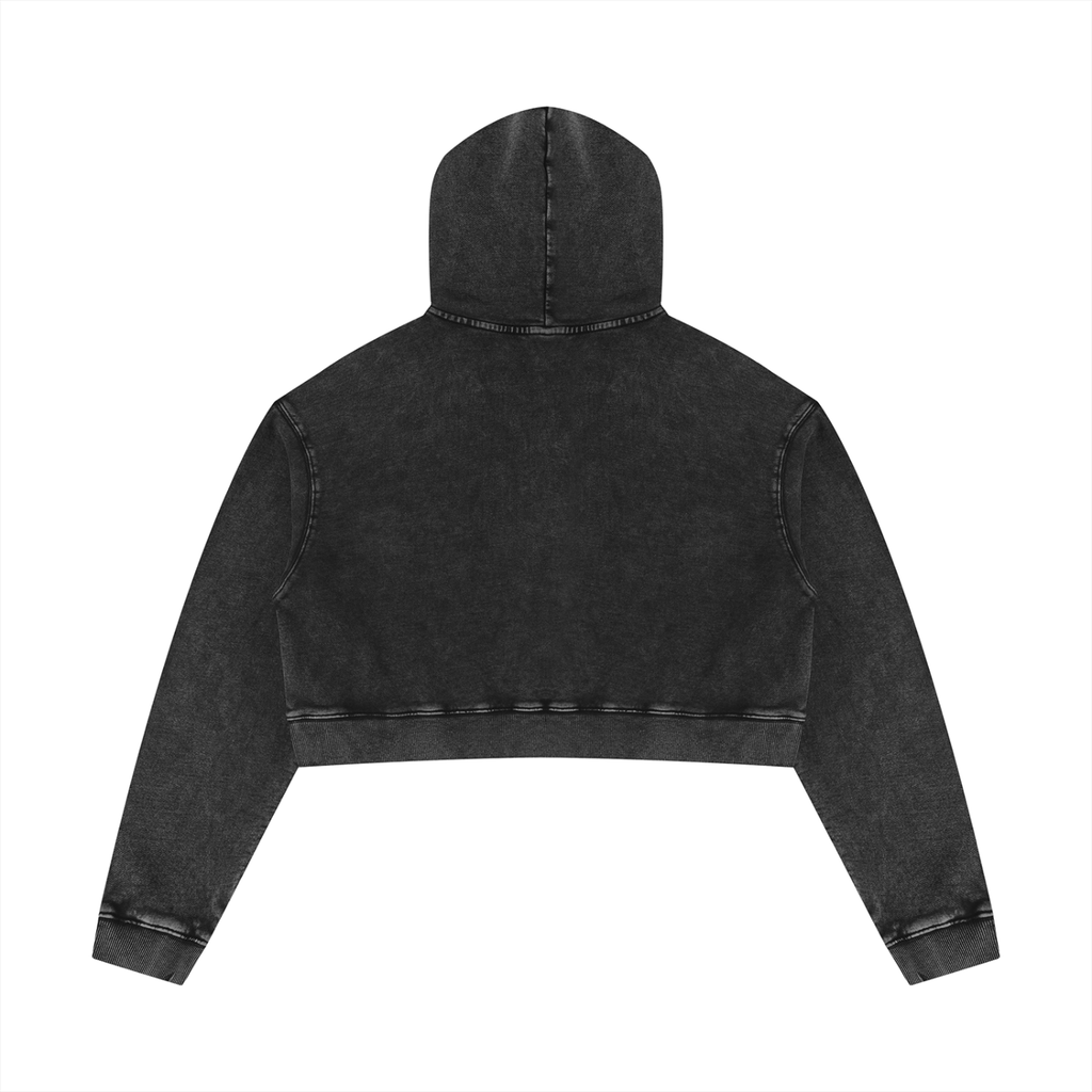 Beneath The Mom Bun — Women’s Mineral Washed Crop Hoodie