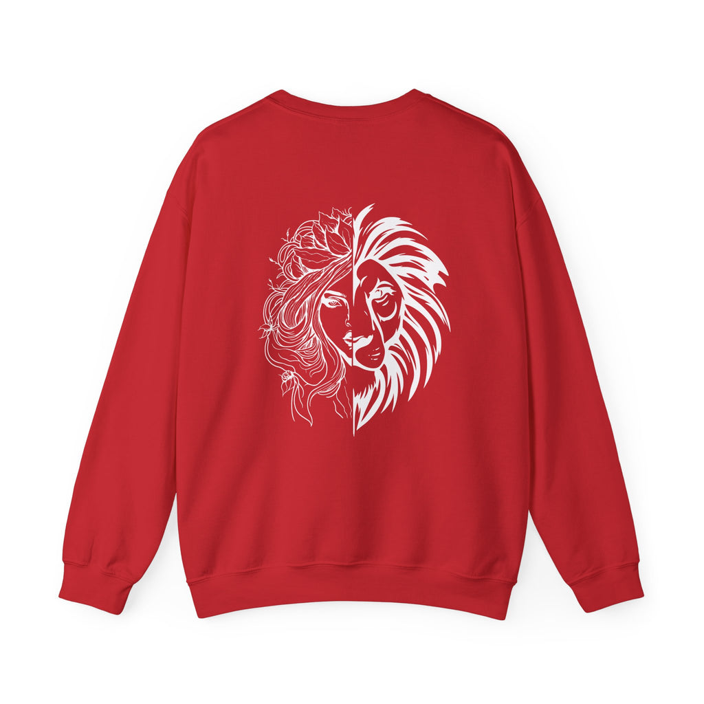 Lioness & Mother Crewneck Sweatshirt — Feminine Half-Lion Graphic Pullover