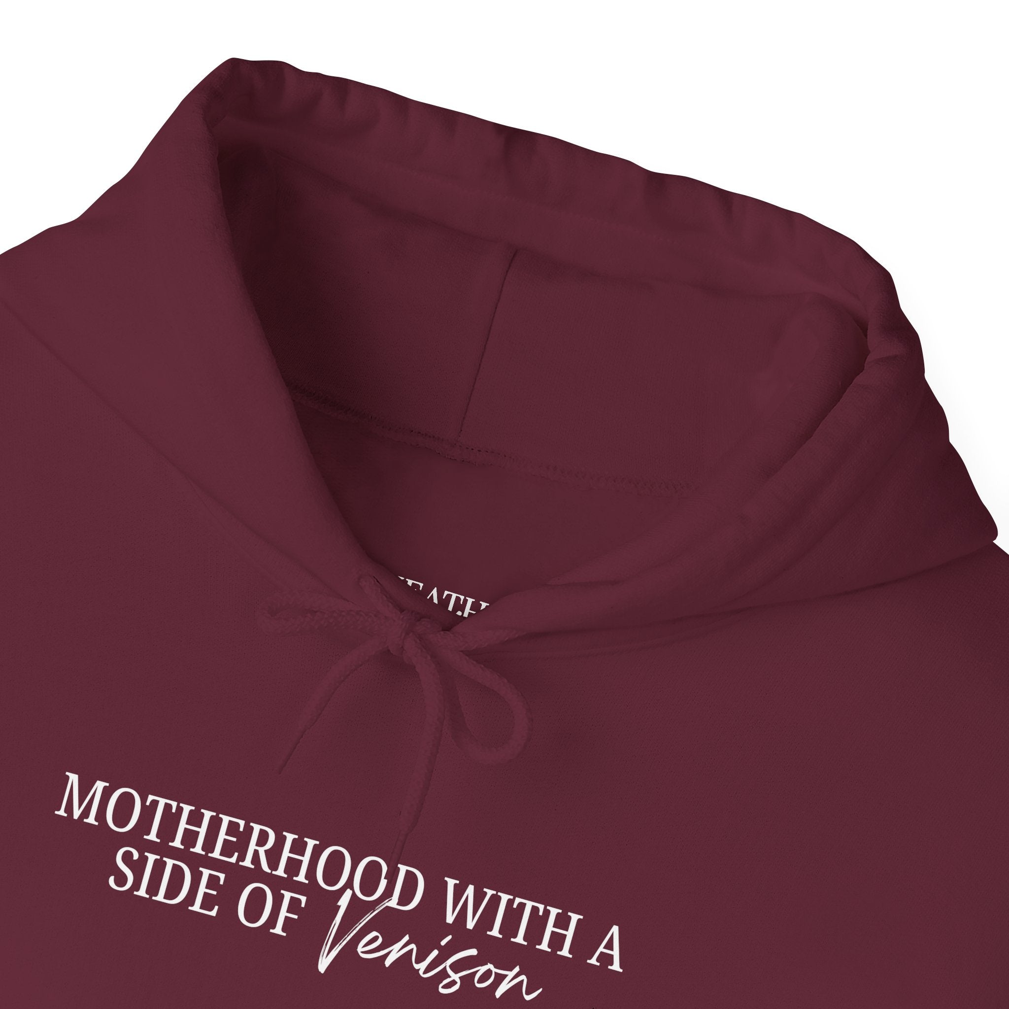 Hoodie — "Motherhood With a Side of Venison" Deer Mom Graphic Hoodie