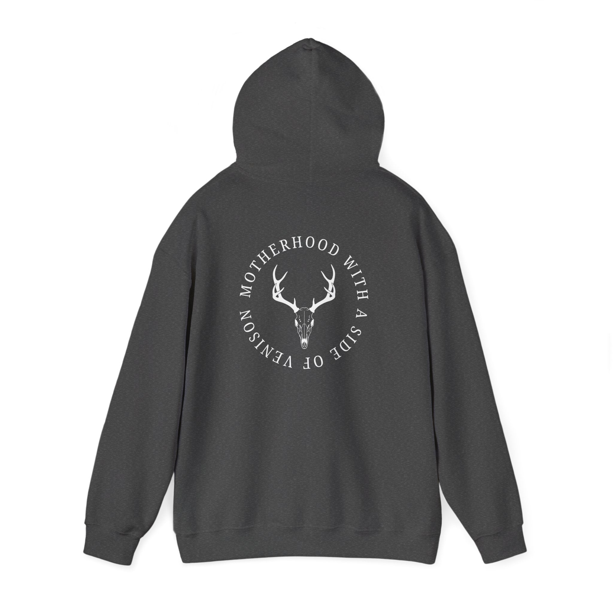 Hoodie — "Motherhood With a Side of Venison" Deer Mom Graphic Hoodie