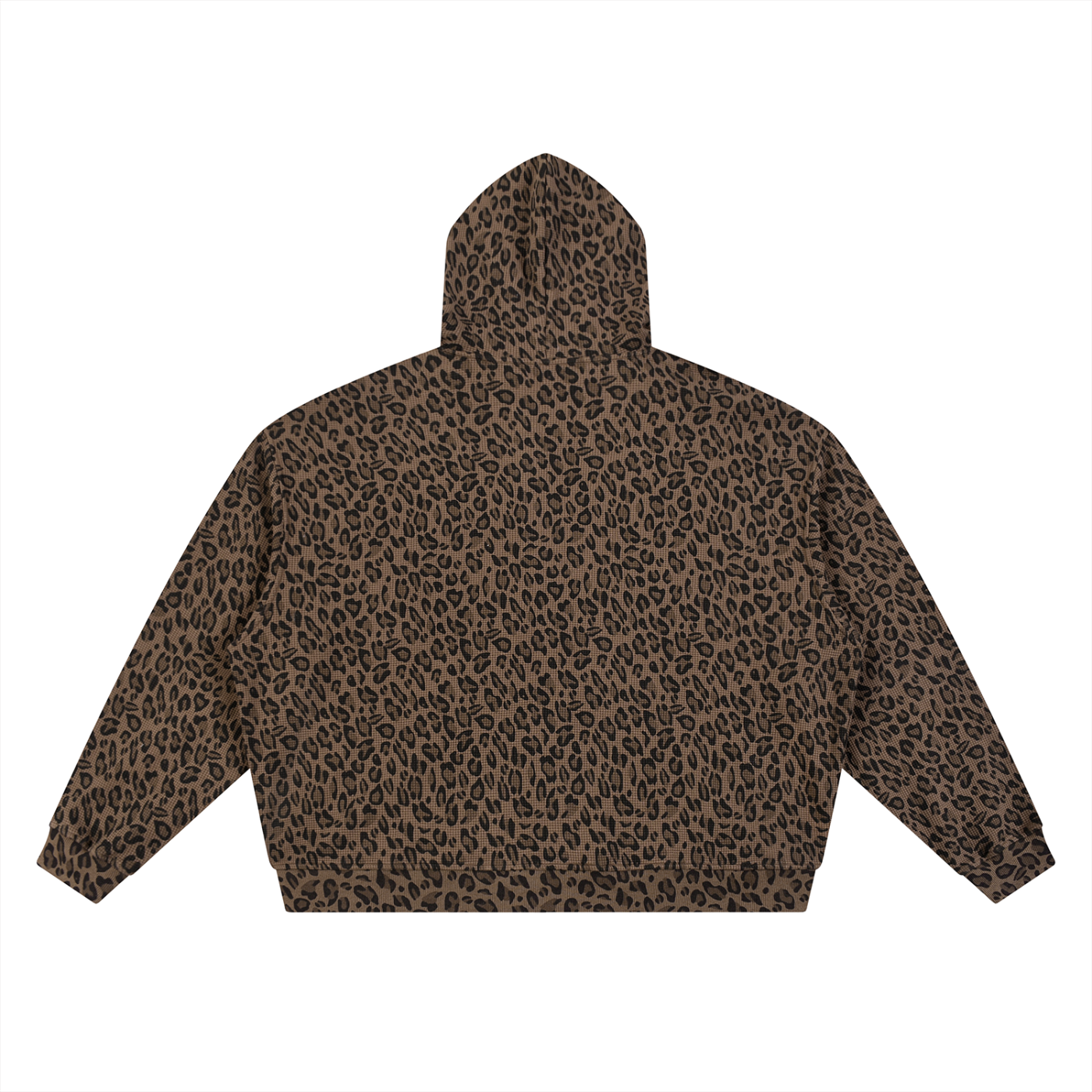 Beneath The Mom Bun — Leopard Print Waffle Full Zip Hoodie