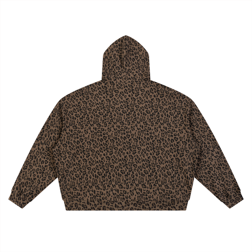 Beneath The Mom Bun — Leopard Print Waffle Full Zip Hoodie