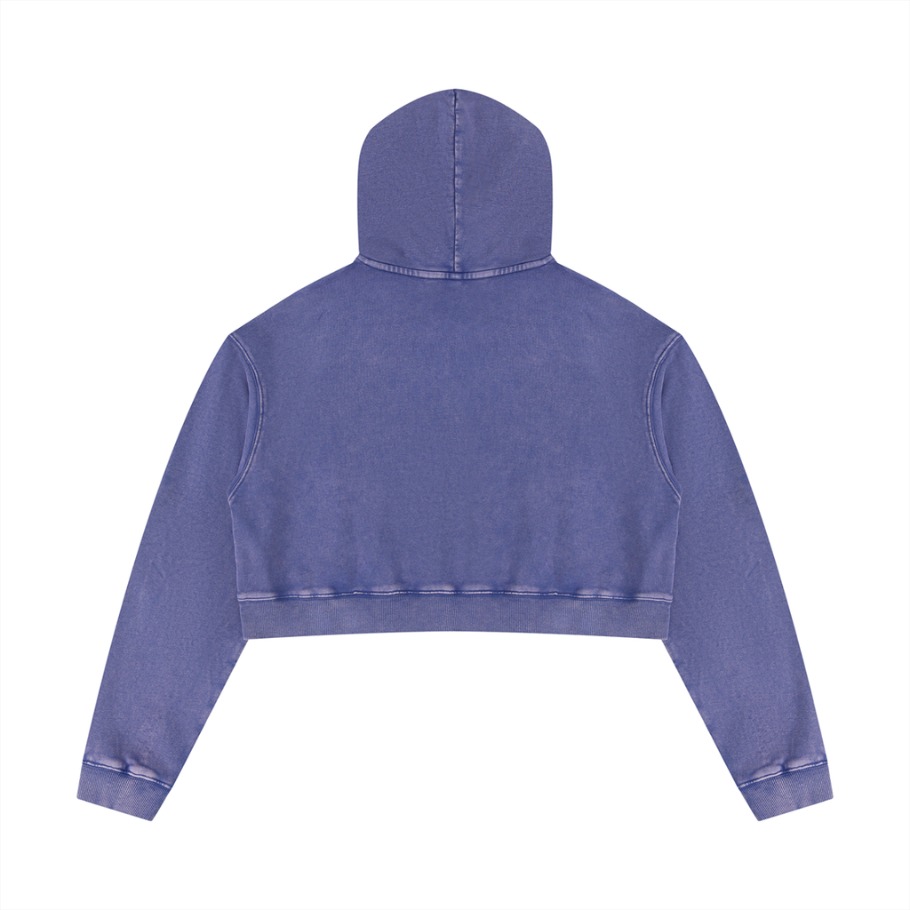 Beneath The Mom Bun — Women’s Mineral Washed Crop Hoodie