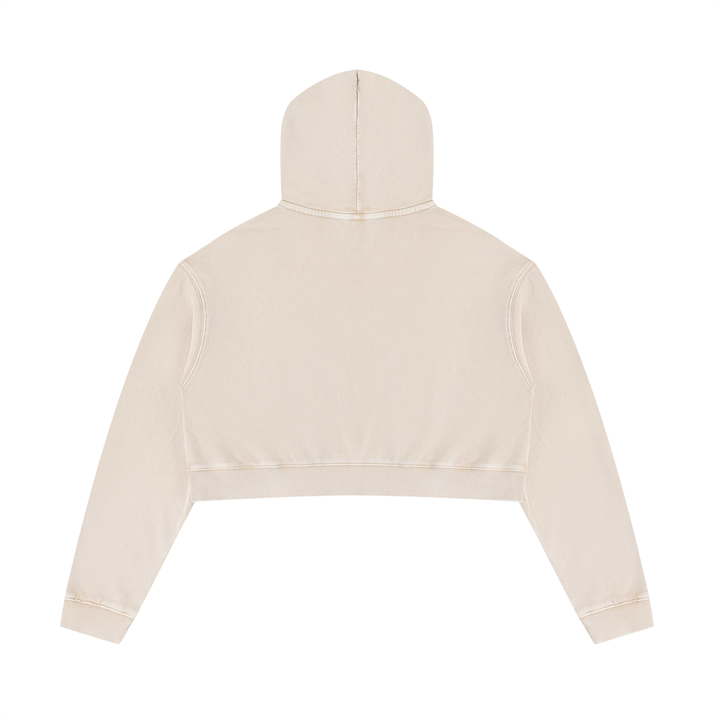 Beneath The Mom Bun — Women’s Mineral Washed Crop Hoodie