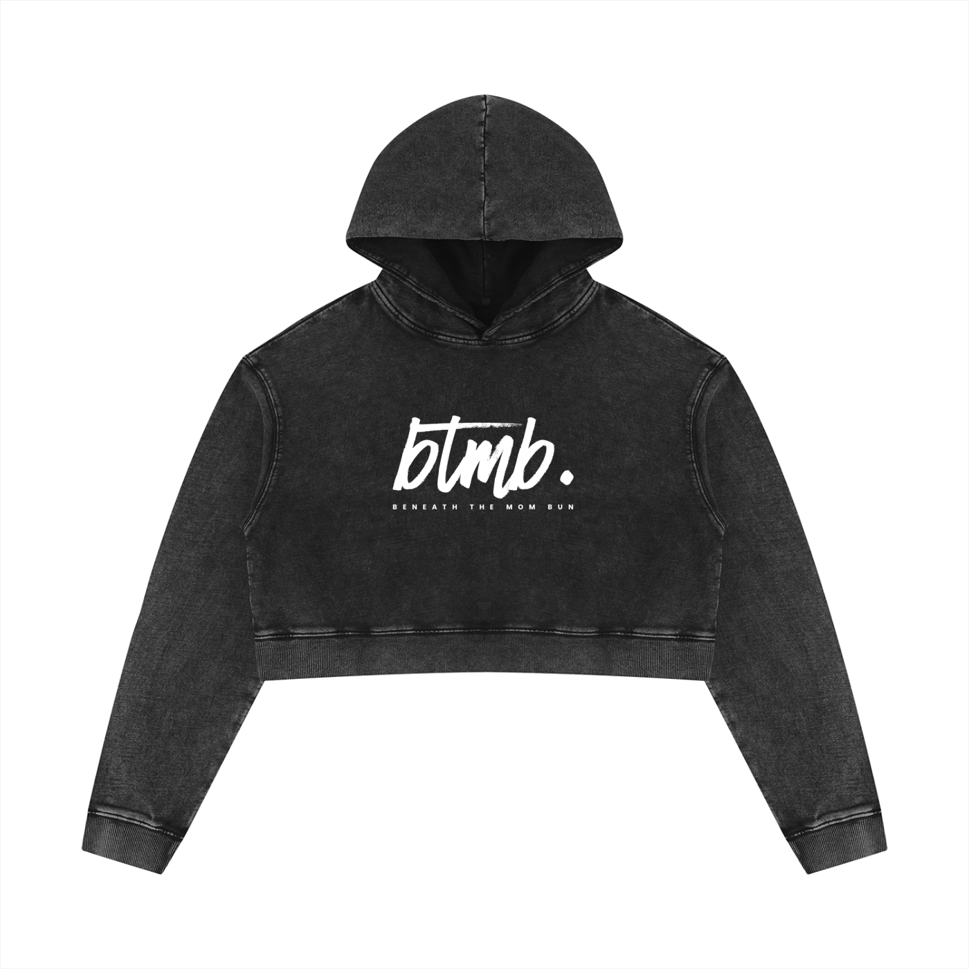Beneath The Mom Bun — Women’s Mineral Washed Crop Hoodie